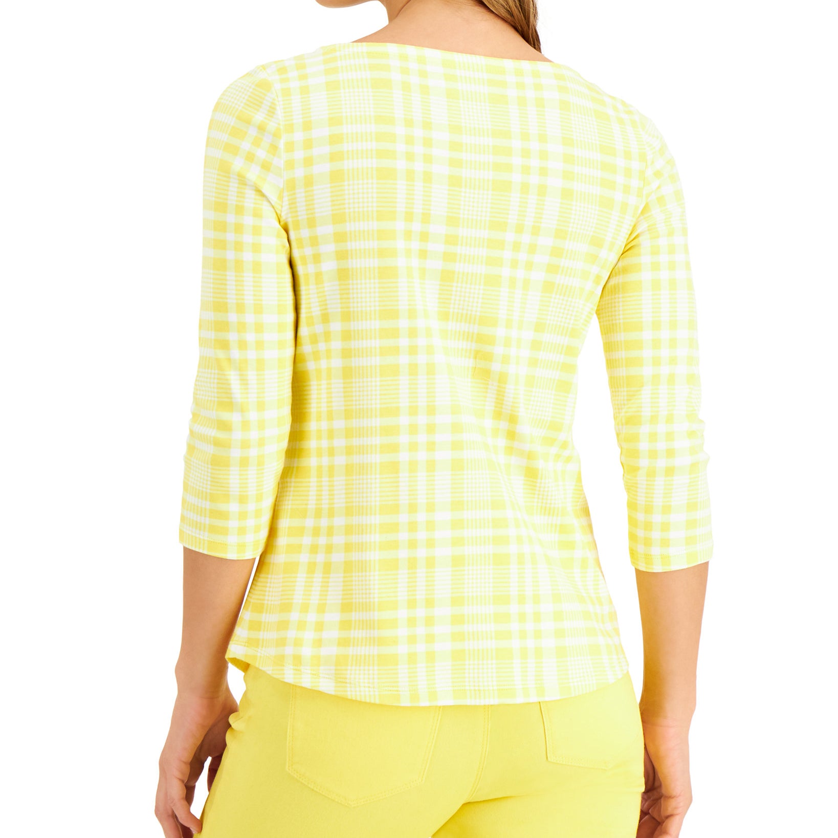 Charter Club Women Cotton Plaid Print Top