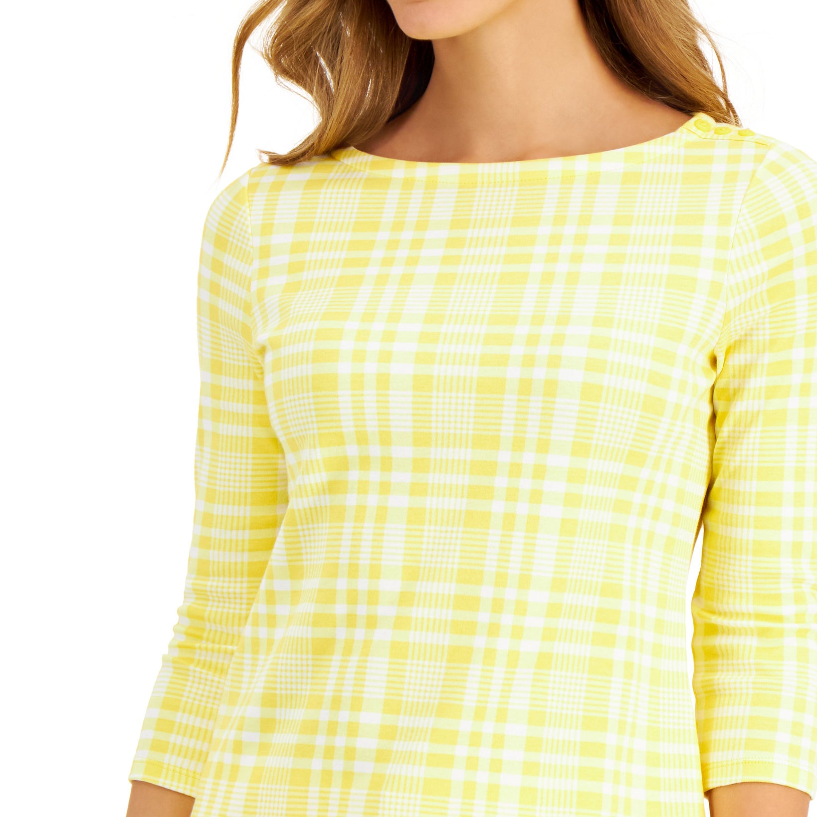 Charter Club Women Cotton Plaid Print Top