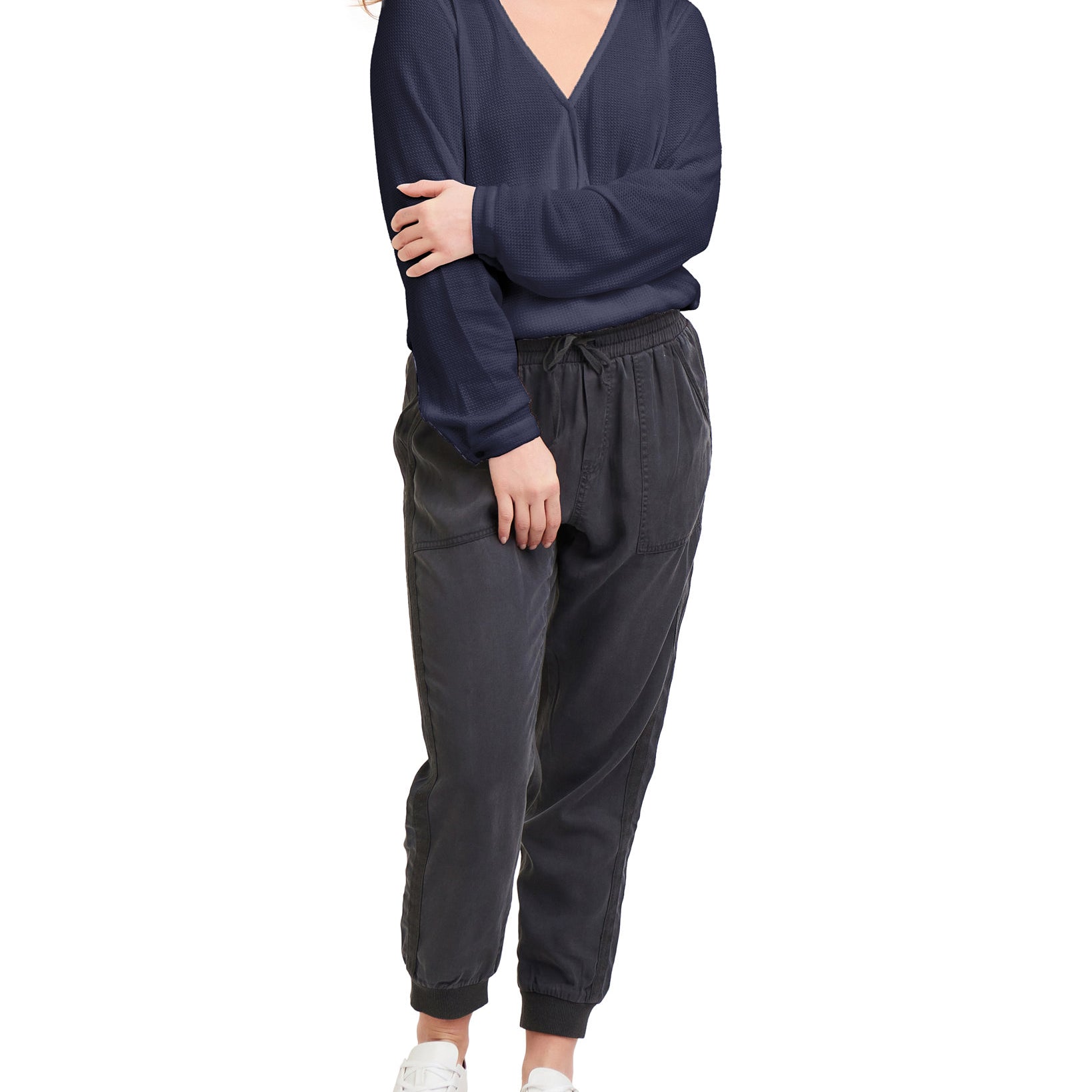 Black Tape Women Faux Wrap Top Indigo