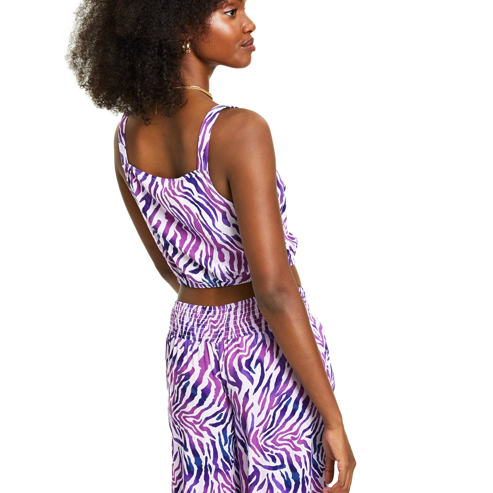 Bar III Women Printed Tie Front Crop Top