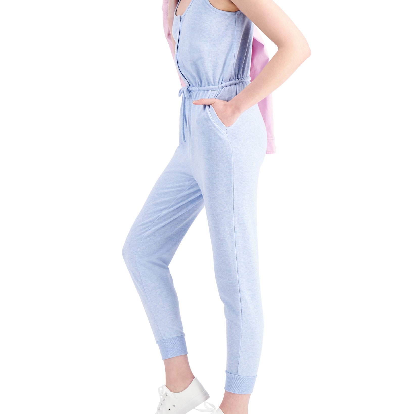 Style & Co Womens Petite Drawstring Waist Jumpsuit