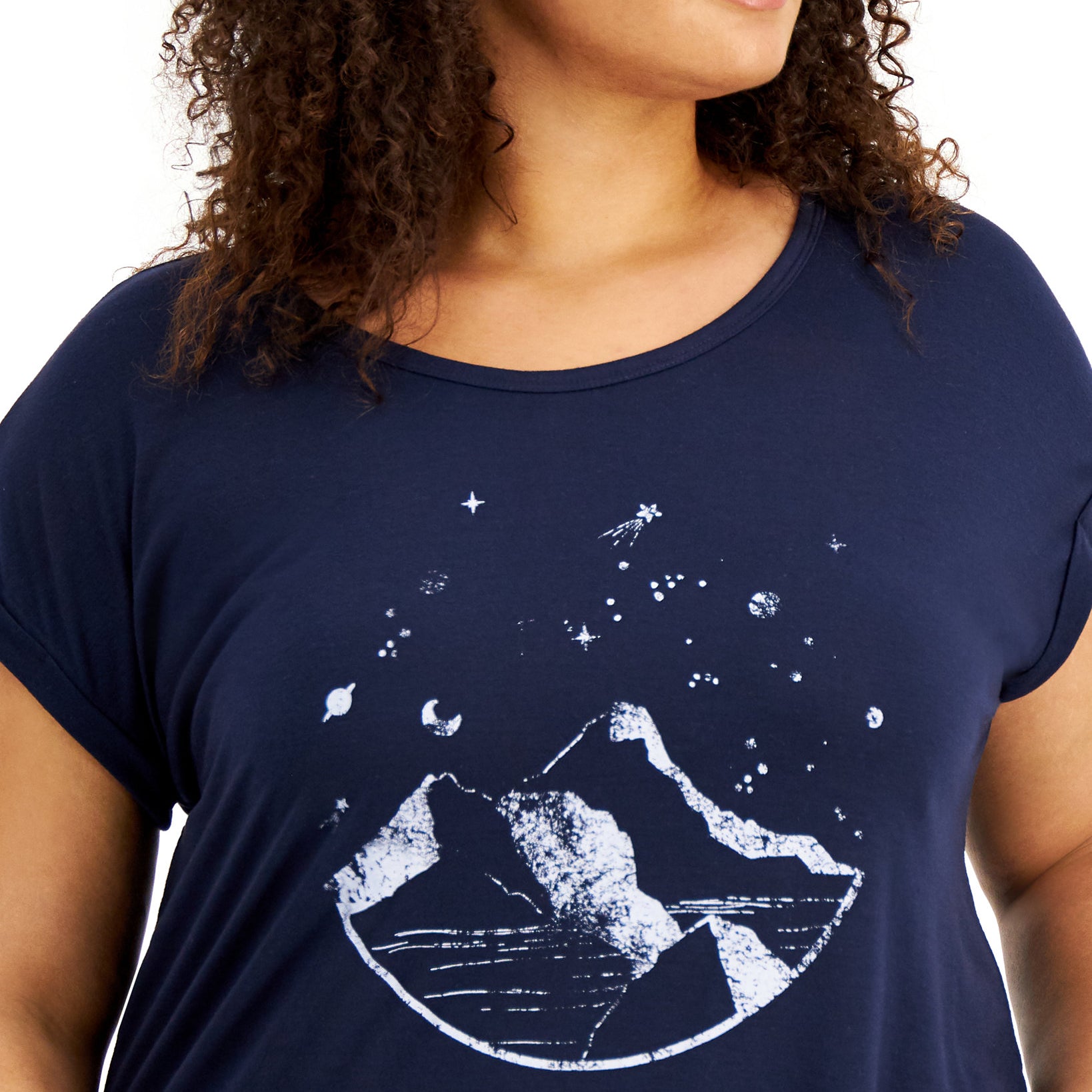Style & Co Women Plus Graphic Print Scoop Neck T Shirt