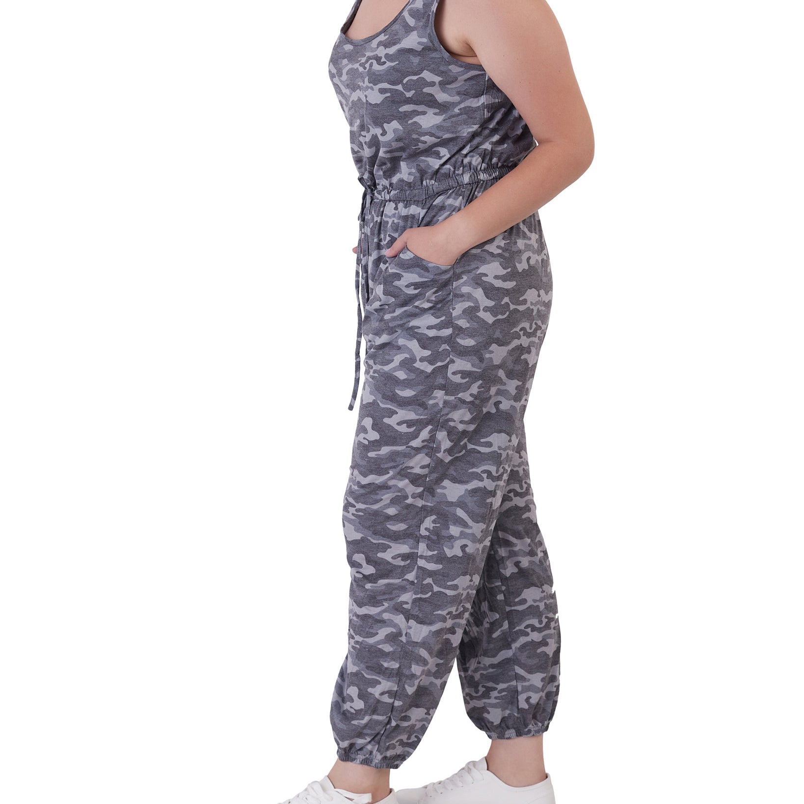 Black Tape Women Plus Black Tape Camo Print Jumpsuit