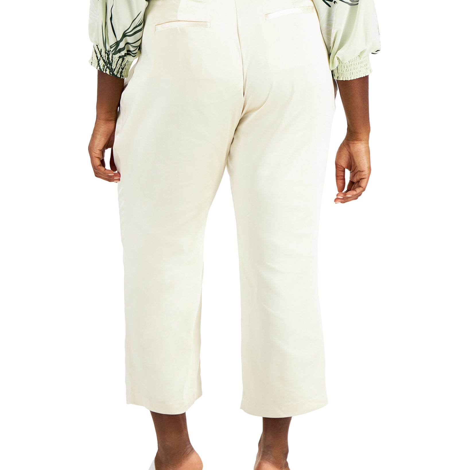 Alfani Women Plus Plus Size Cropped Satin Trim Pants