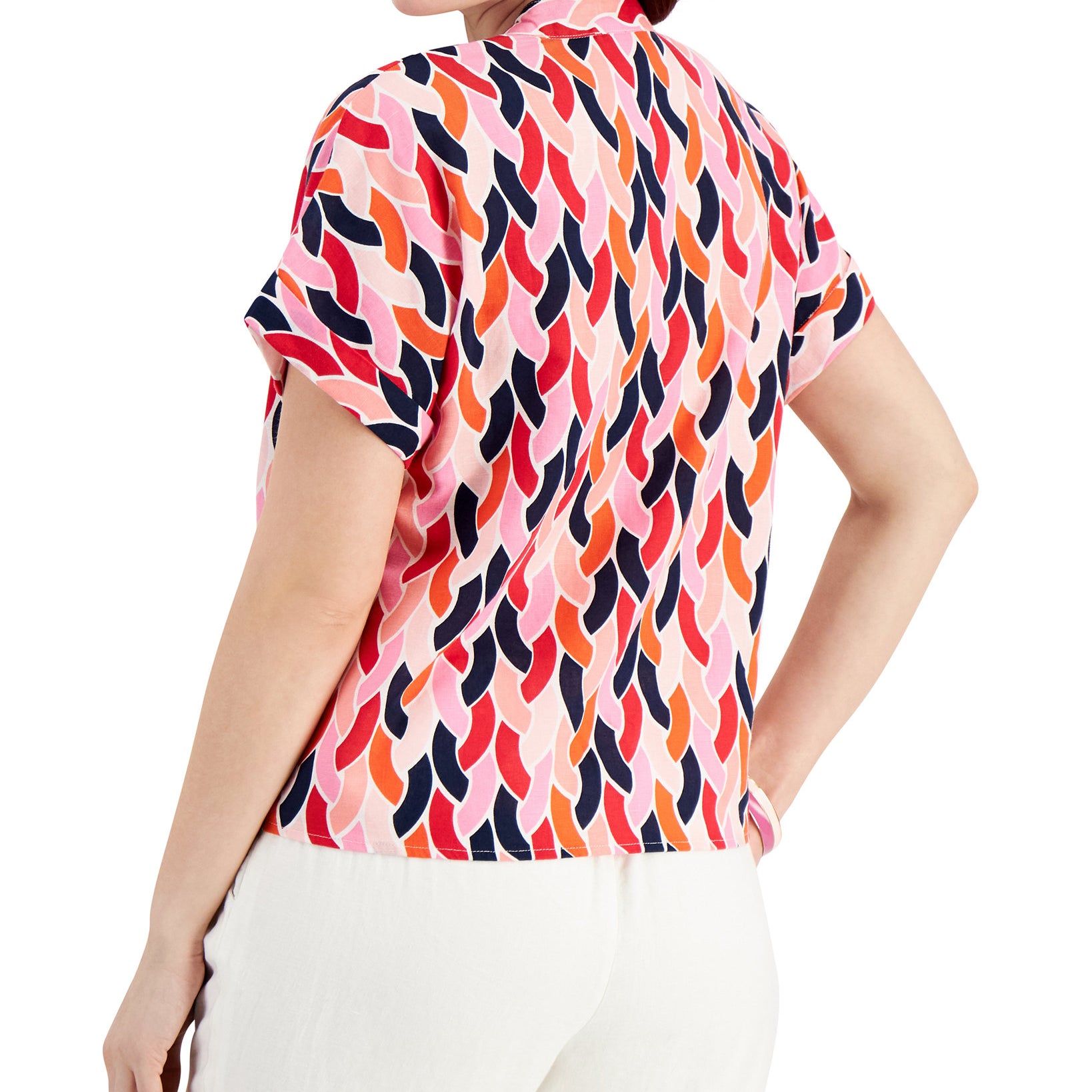 Charter Club Women Printed Tie Waist Top