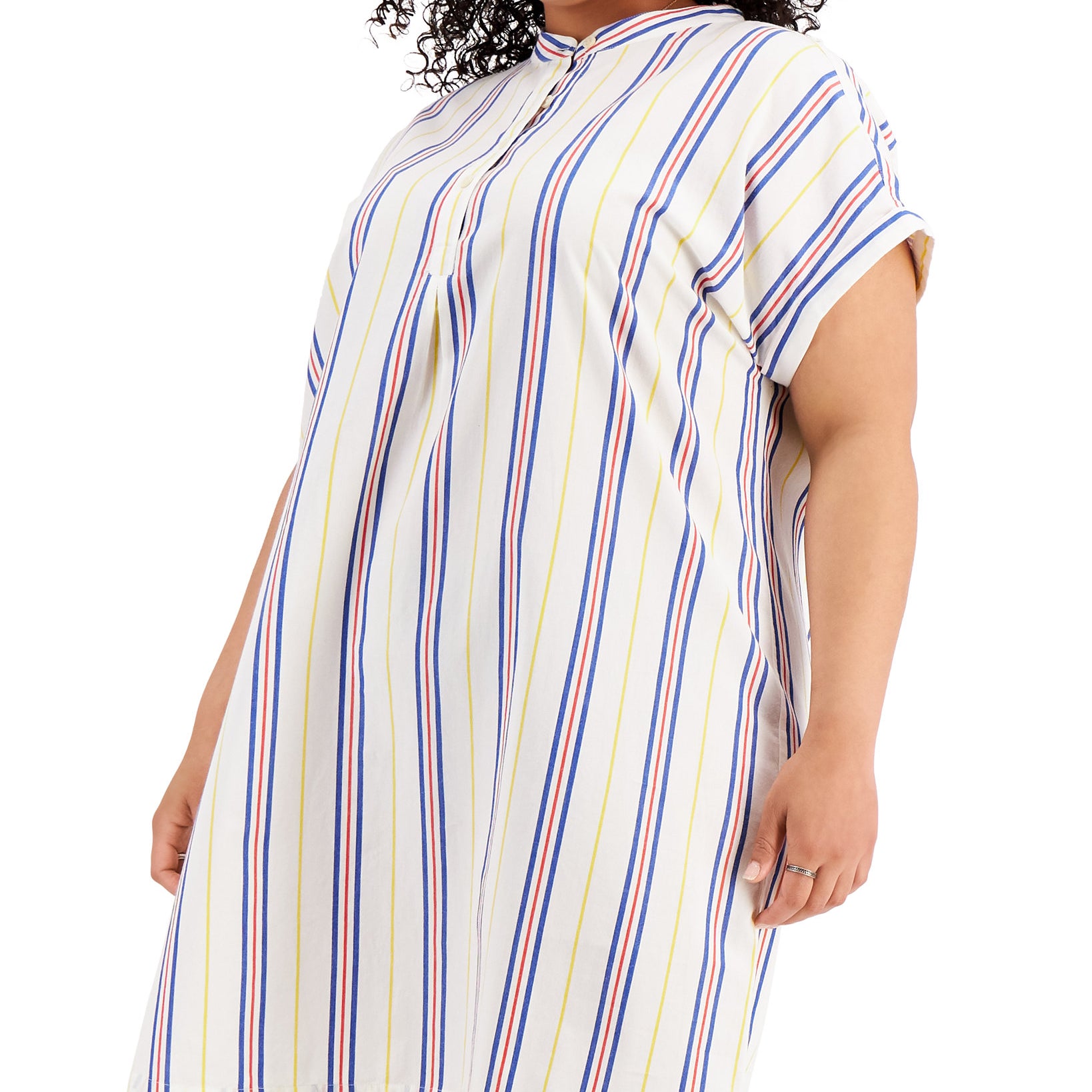 Style & Co Women Plus Cotton Striped Camp Shirtdress