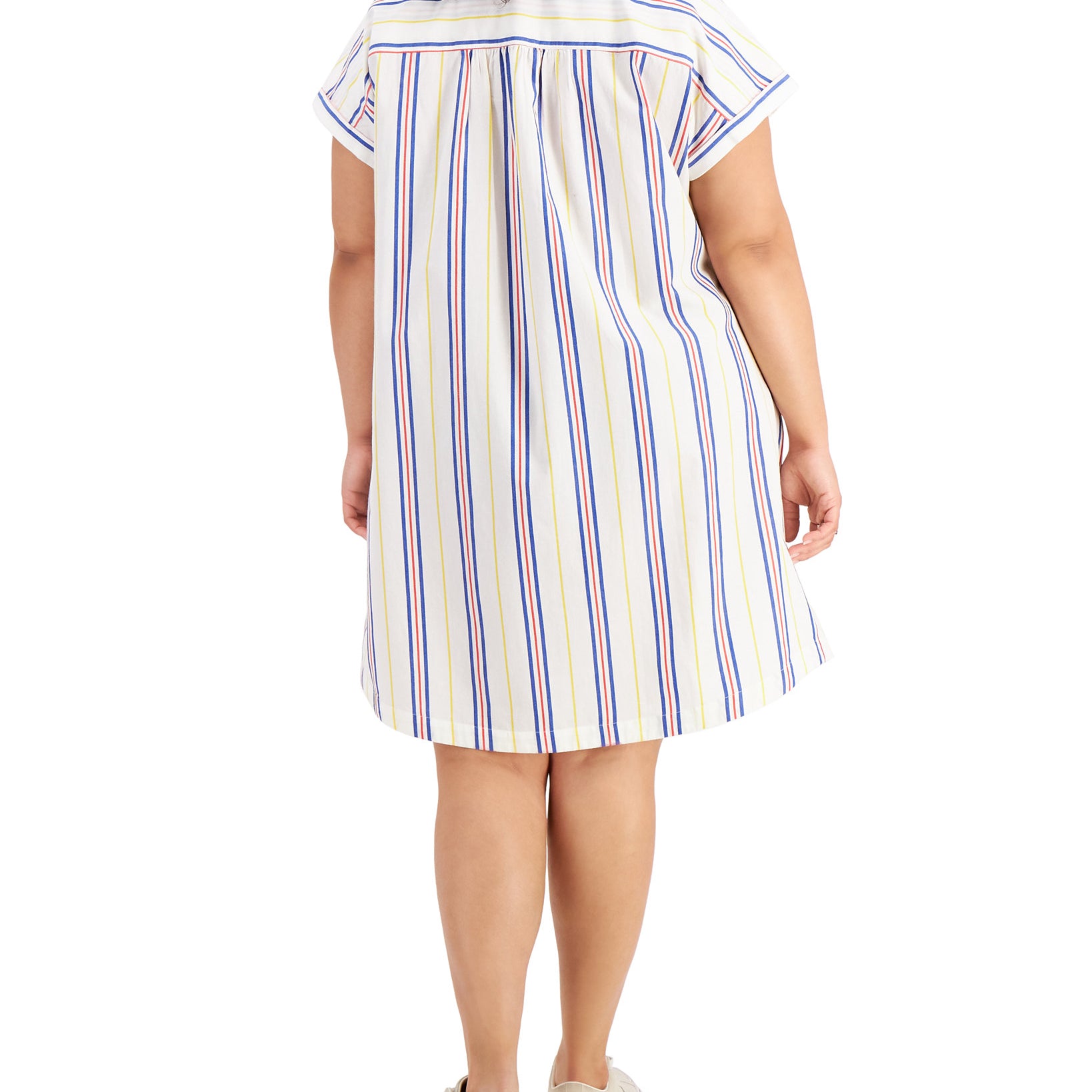 Style & Co Women Plus Cotton Striped Camp Shirtdress