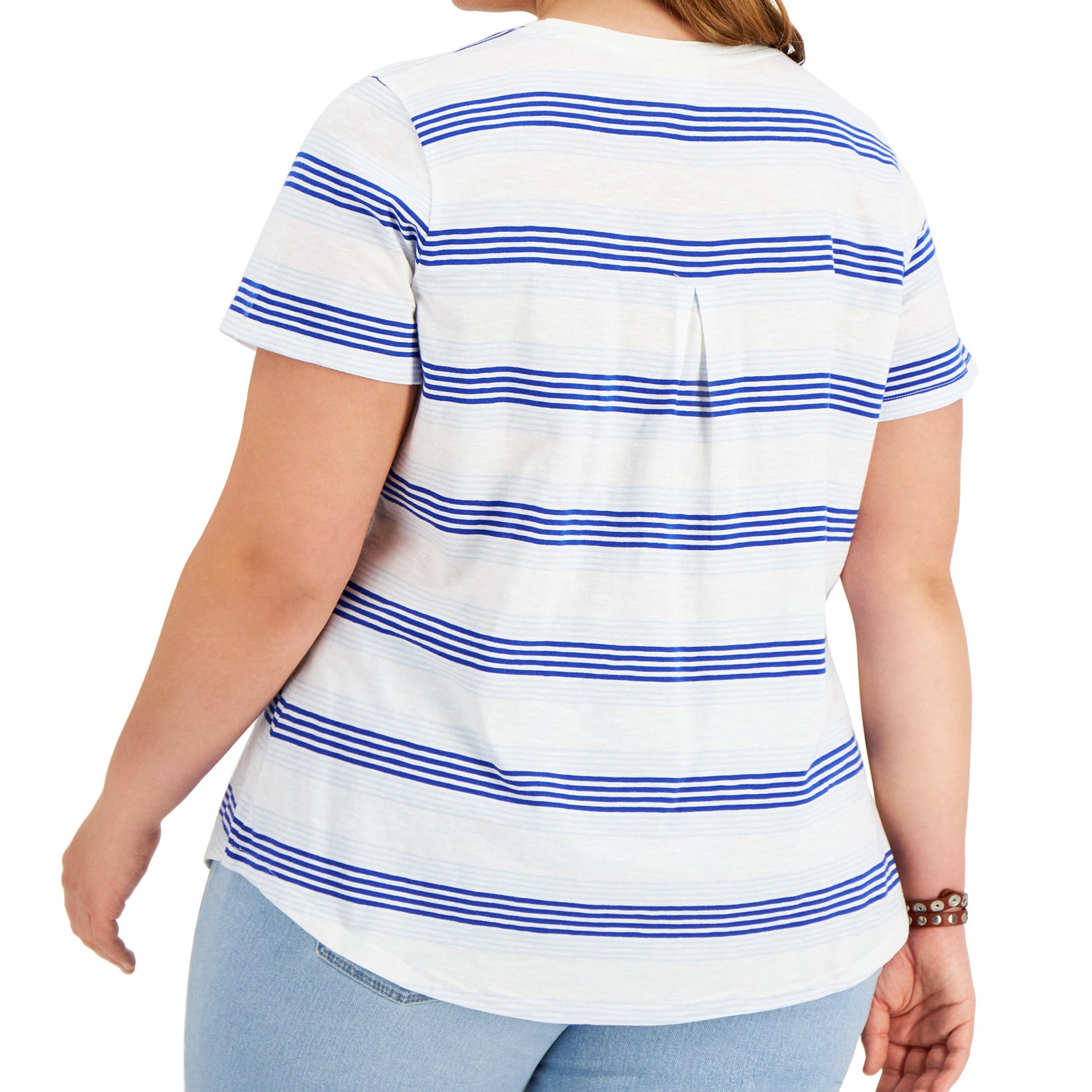 Style & Co Women Plus Cotton Striped T Shirt