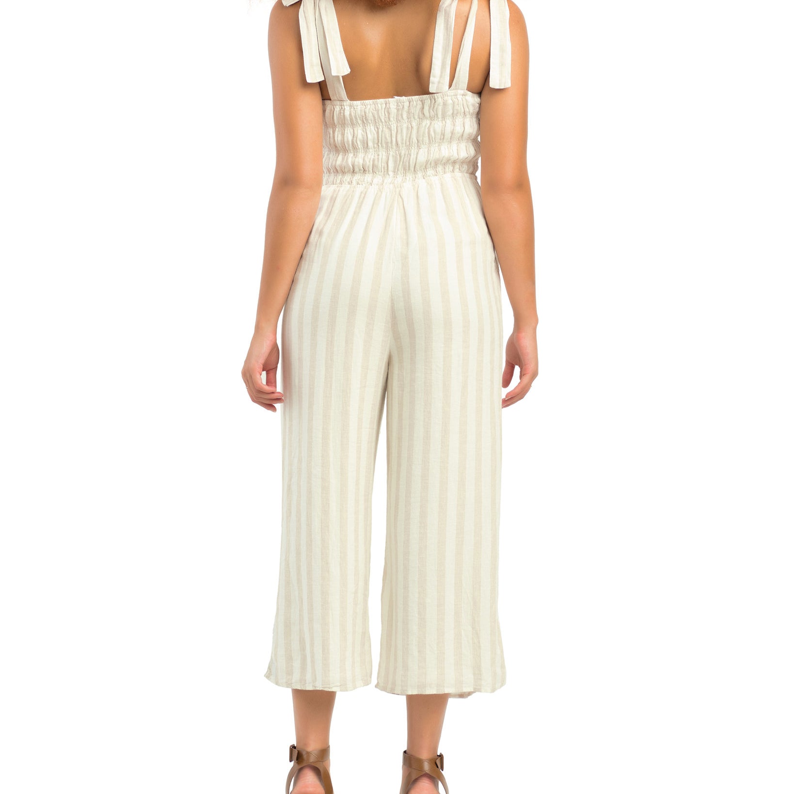 Black Tape Women Striped Tie Strap Jumpsuit