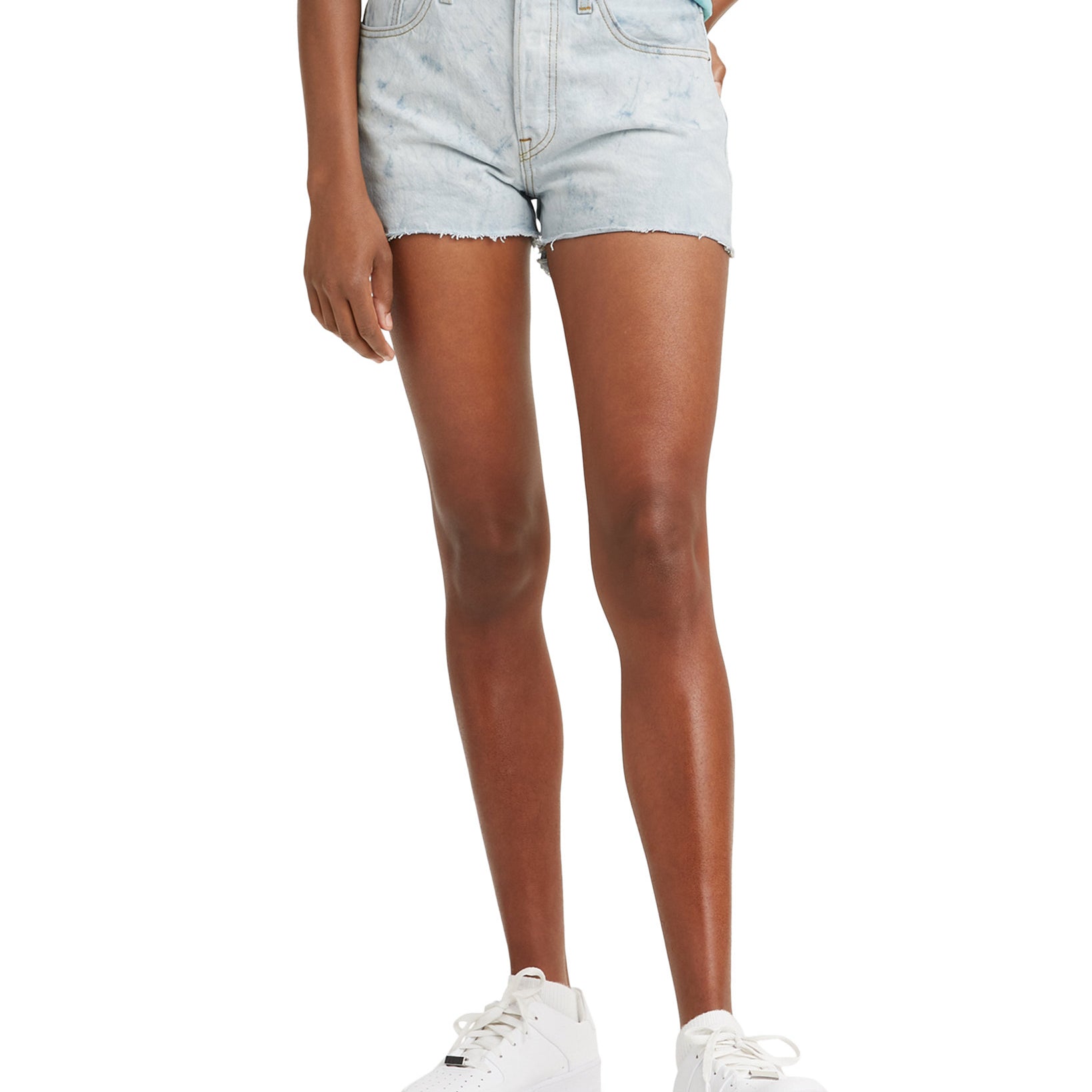 Levis Women 501 Cotton High Rise Denim Shorts Scribble Down Short
