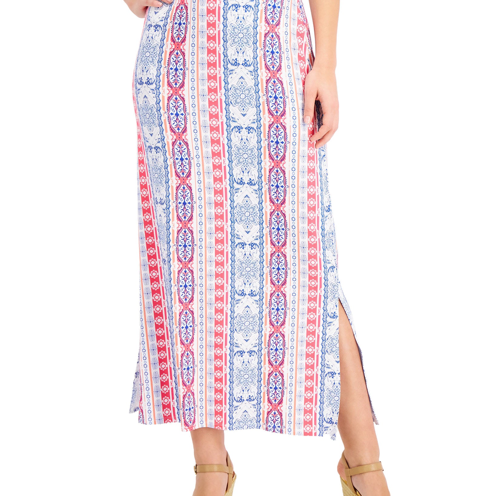 JM Collection Women Printed Knit Maxi Skirt Berry Sorbet Combo
