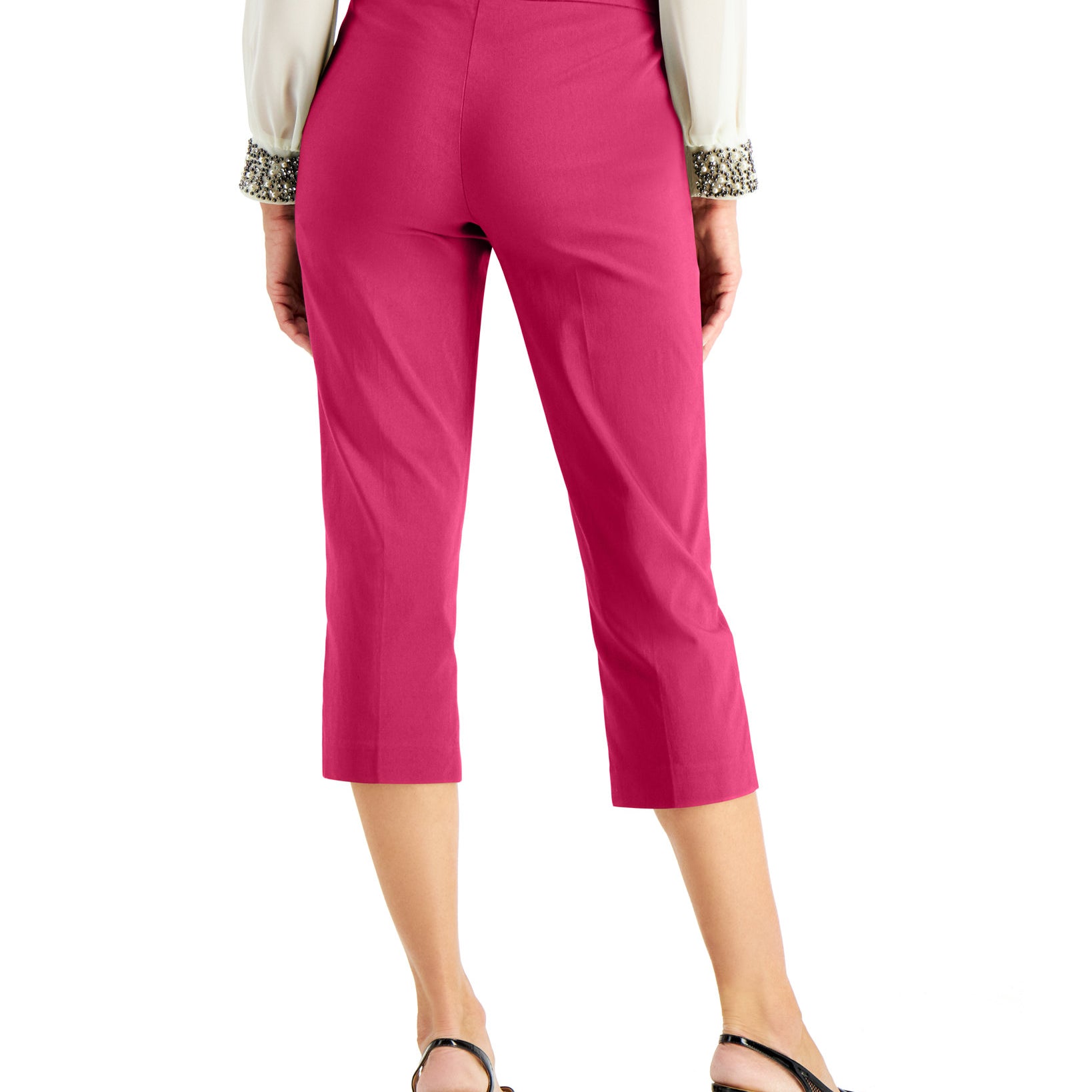 JM Collection Women Embellished Pull On Capri Pants