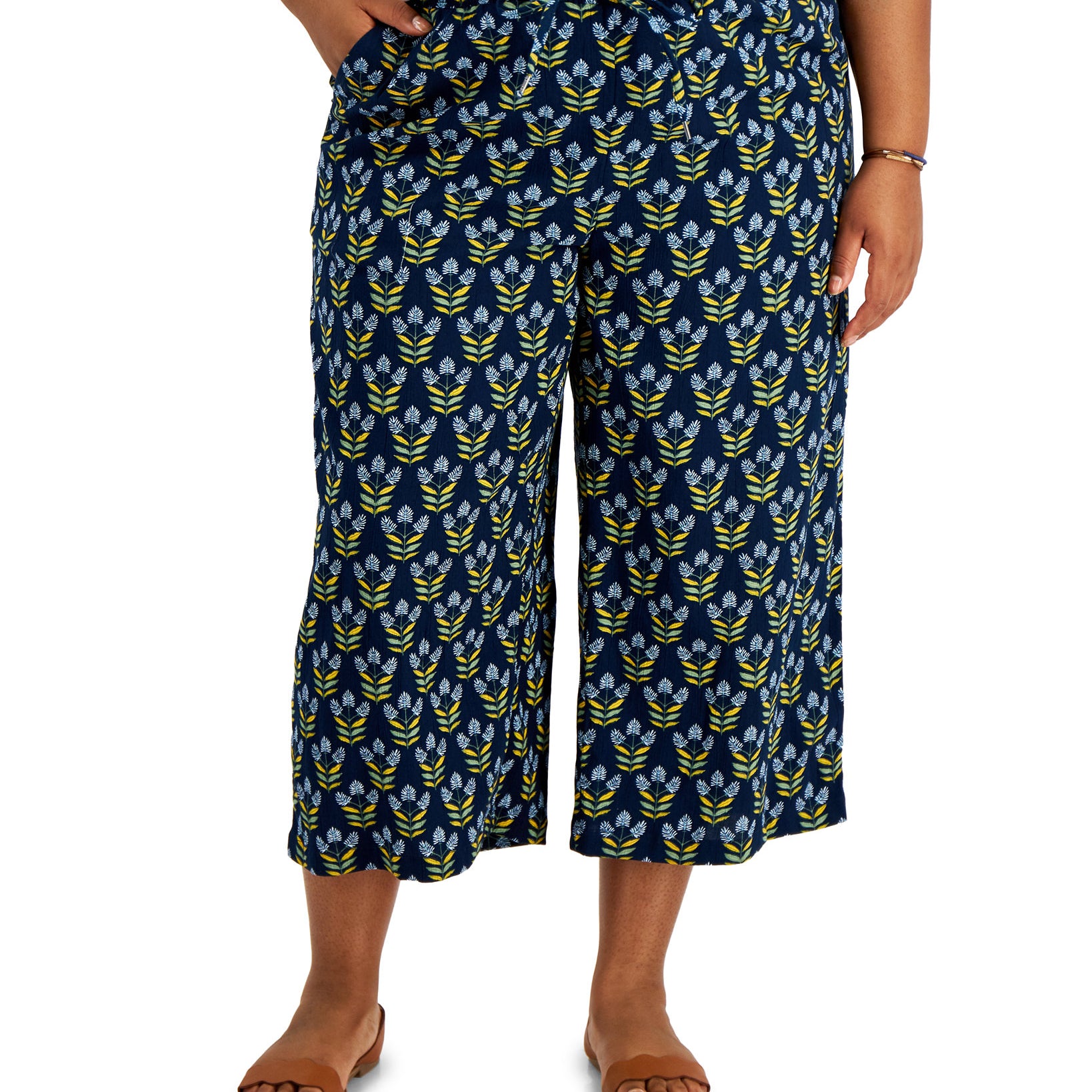 Style & Co Women Pull On Pants Woodblock Patch