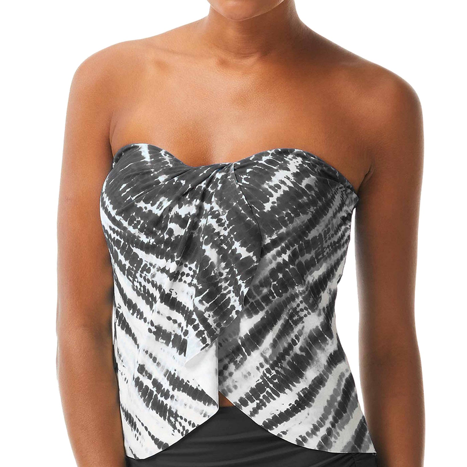 Vince Camuto Women Tie Dye Draped Tankini Top Black