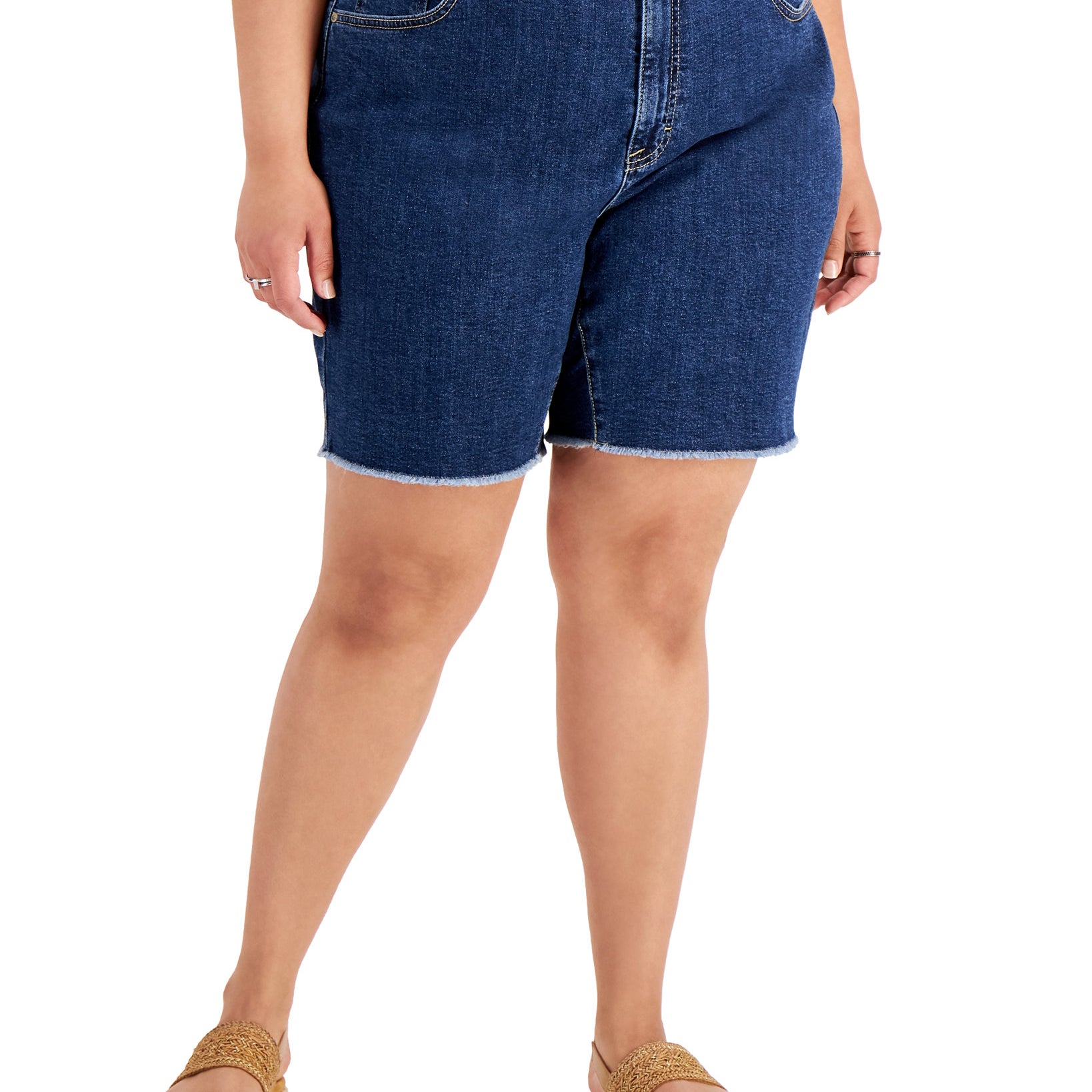 Style & Co Women Plus Denim Bermuda Shorts Curfew