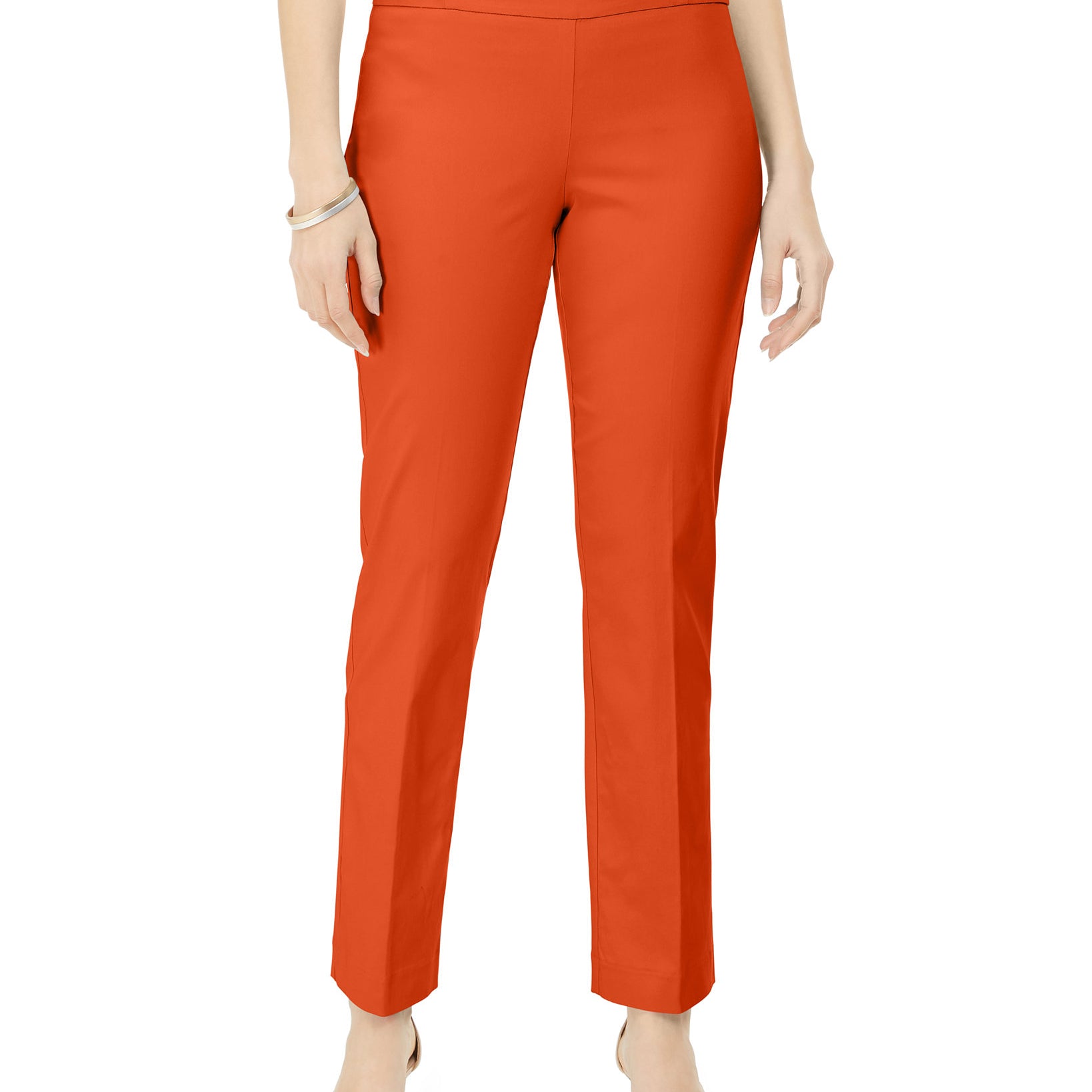 JM Collection Women Plus Studded Pull On Tummy Control Pants True Pumpkin