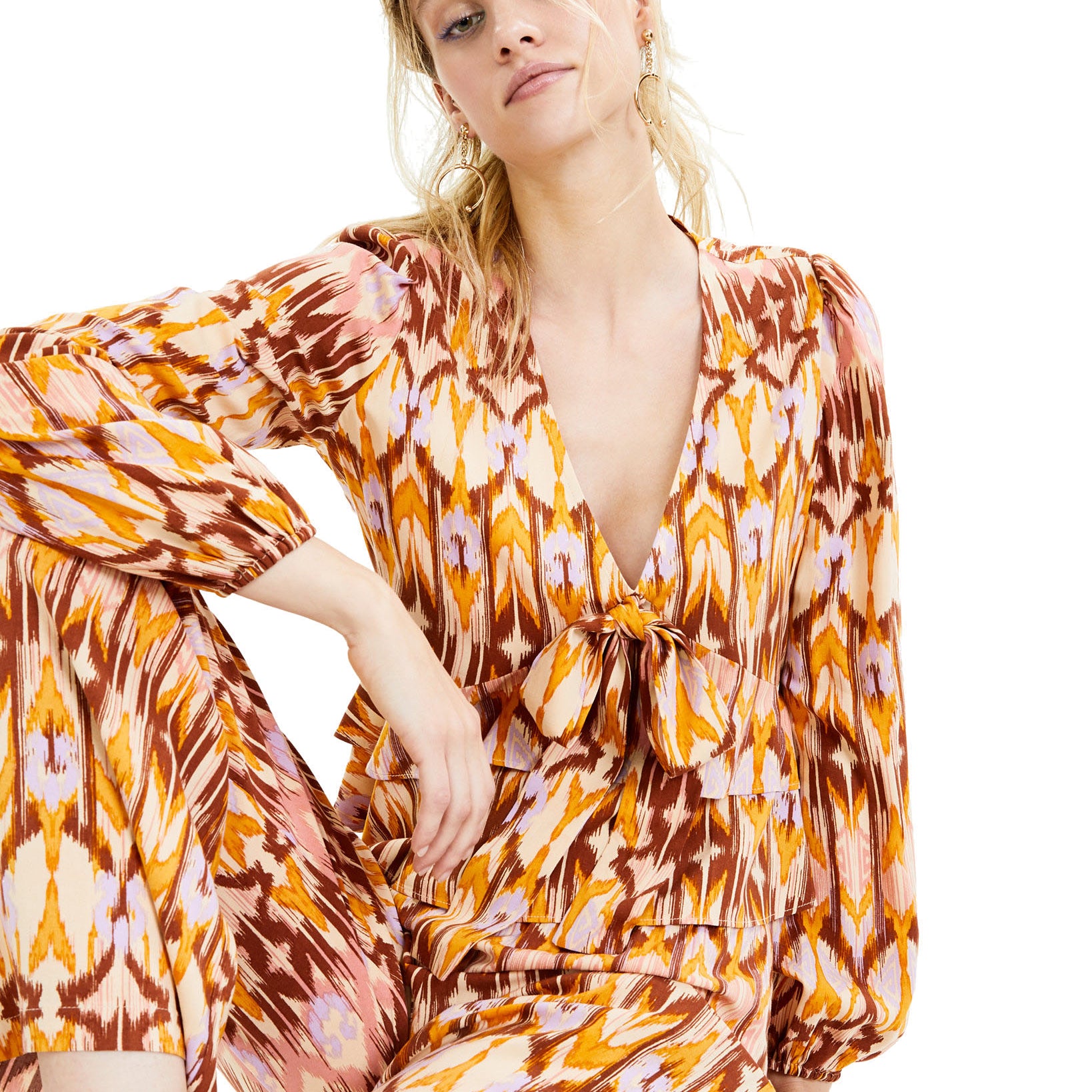 Bar III Women Printed Ruffle Hem Top