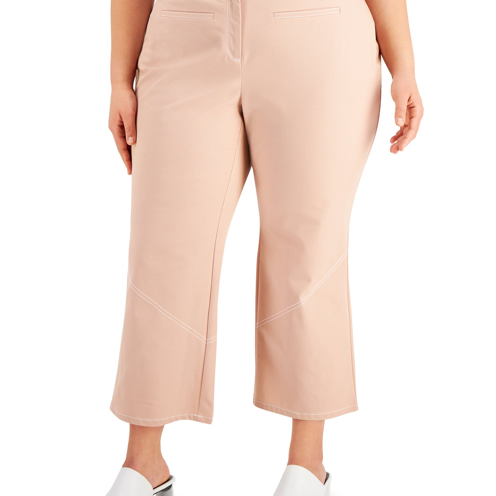 Alfani Women Plus Straight Leg Ankle Pants Naked Clay