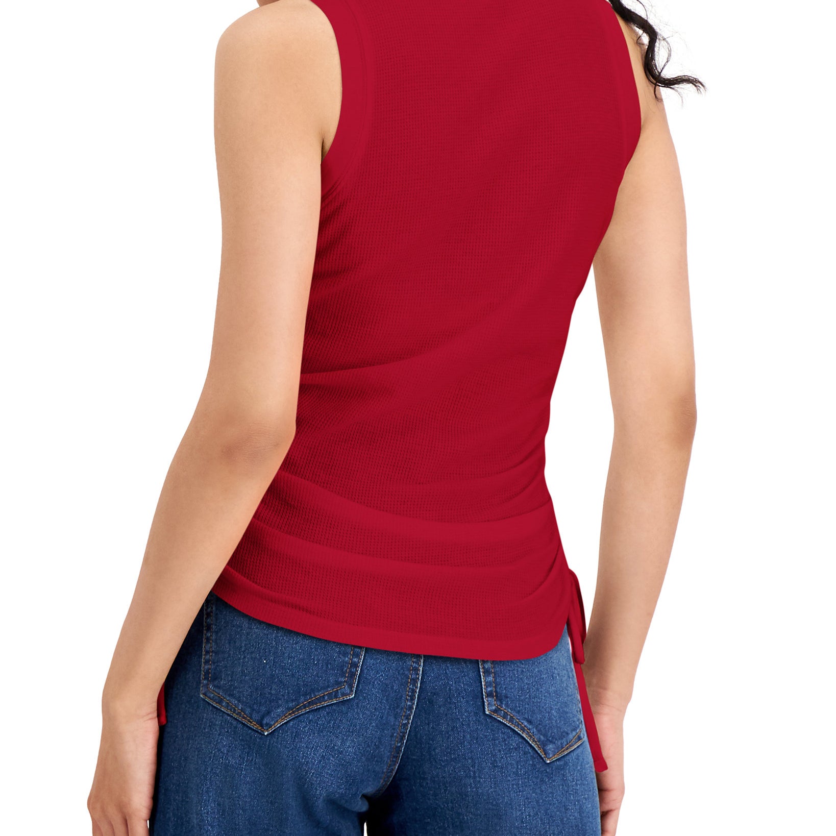INC International Concepts Women Ruched Side Tie Tank Top