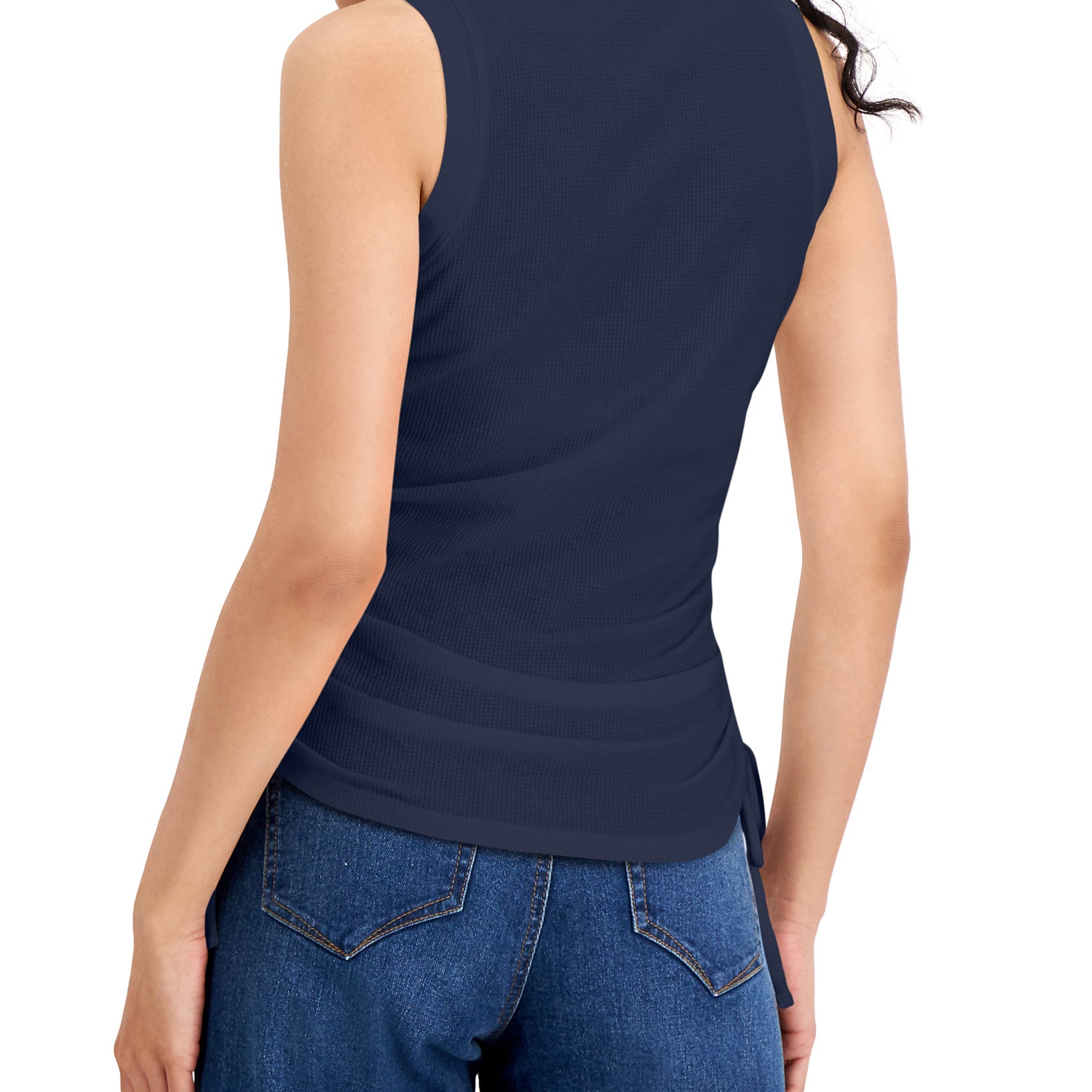 INC International Concepts Women Ruched Side Tie Tank Top
