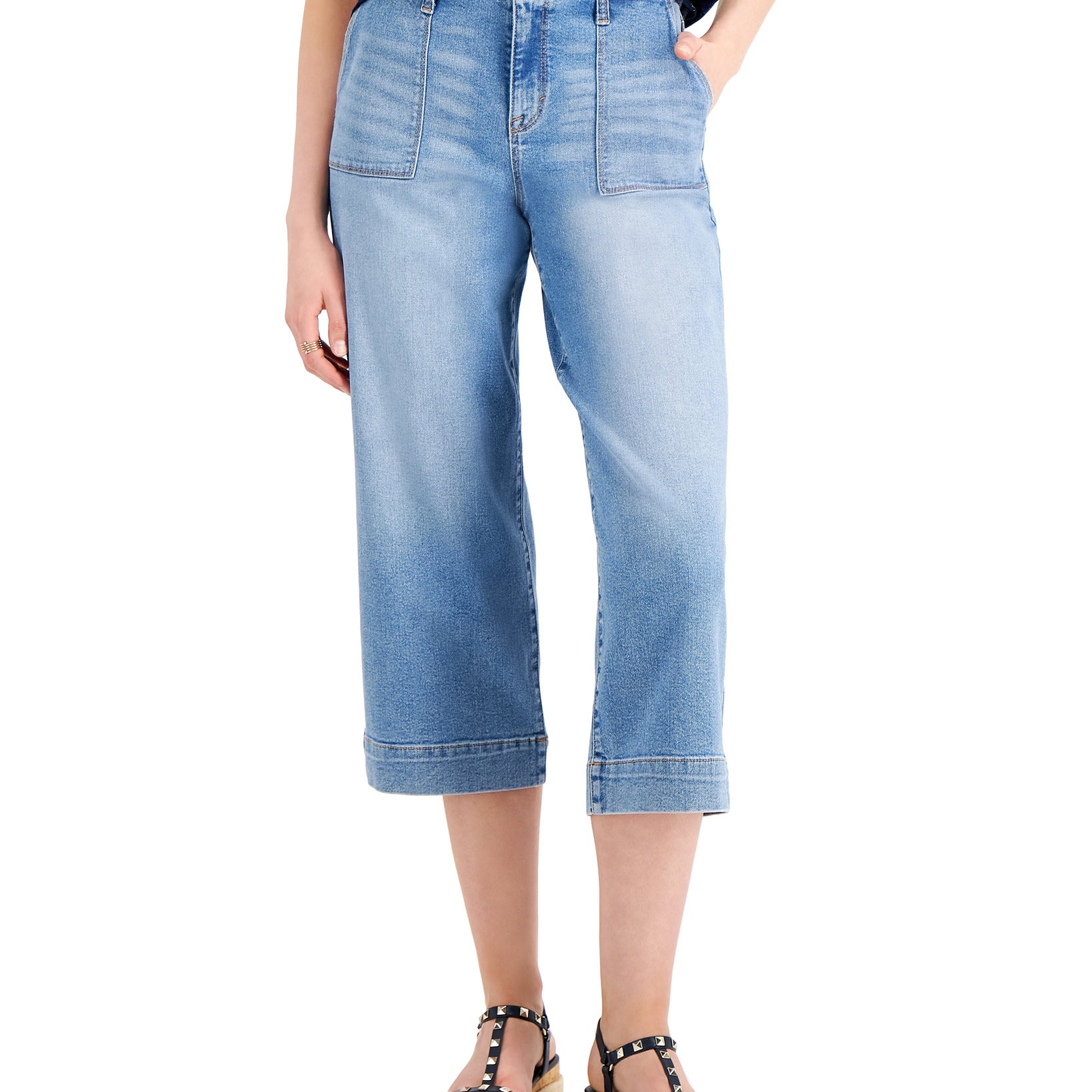 Style & Co Women High Rise Wide Leg Cropped Jeans Nation