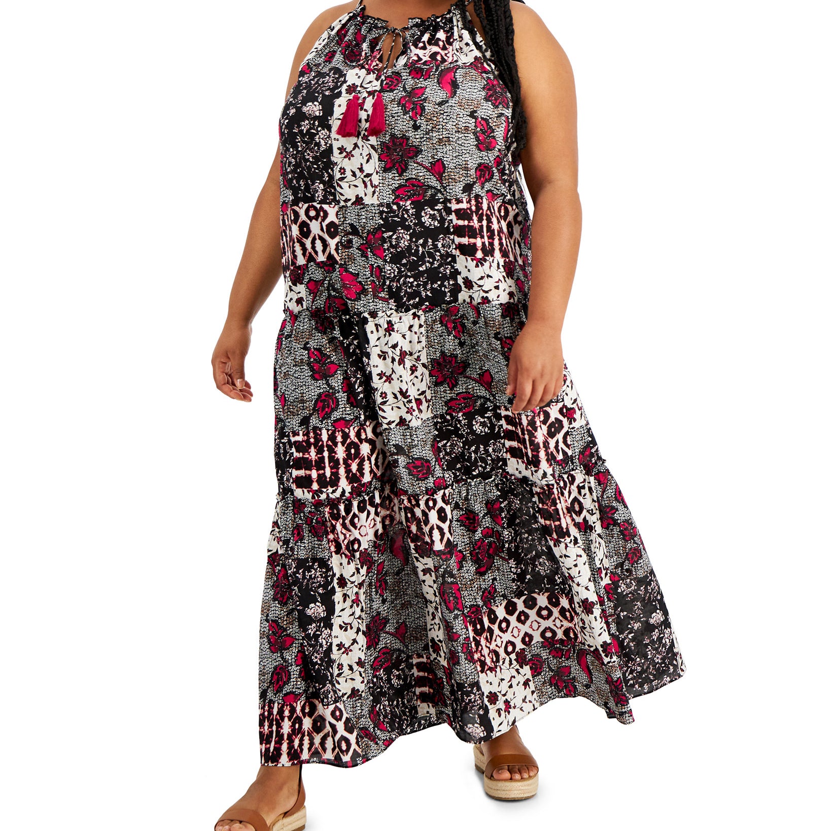 INC International Concepts Women Plus Printed Maxi Dress Nomad Patch