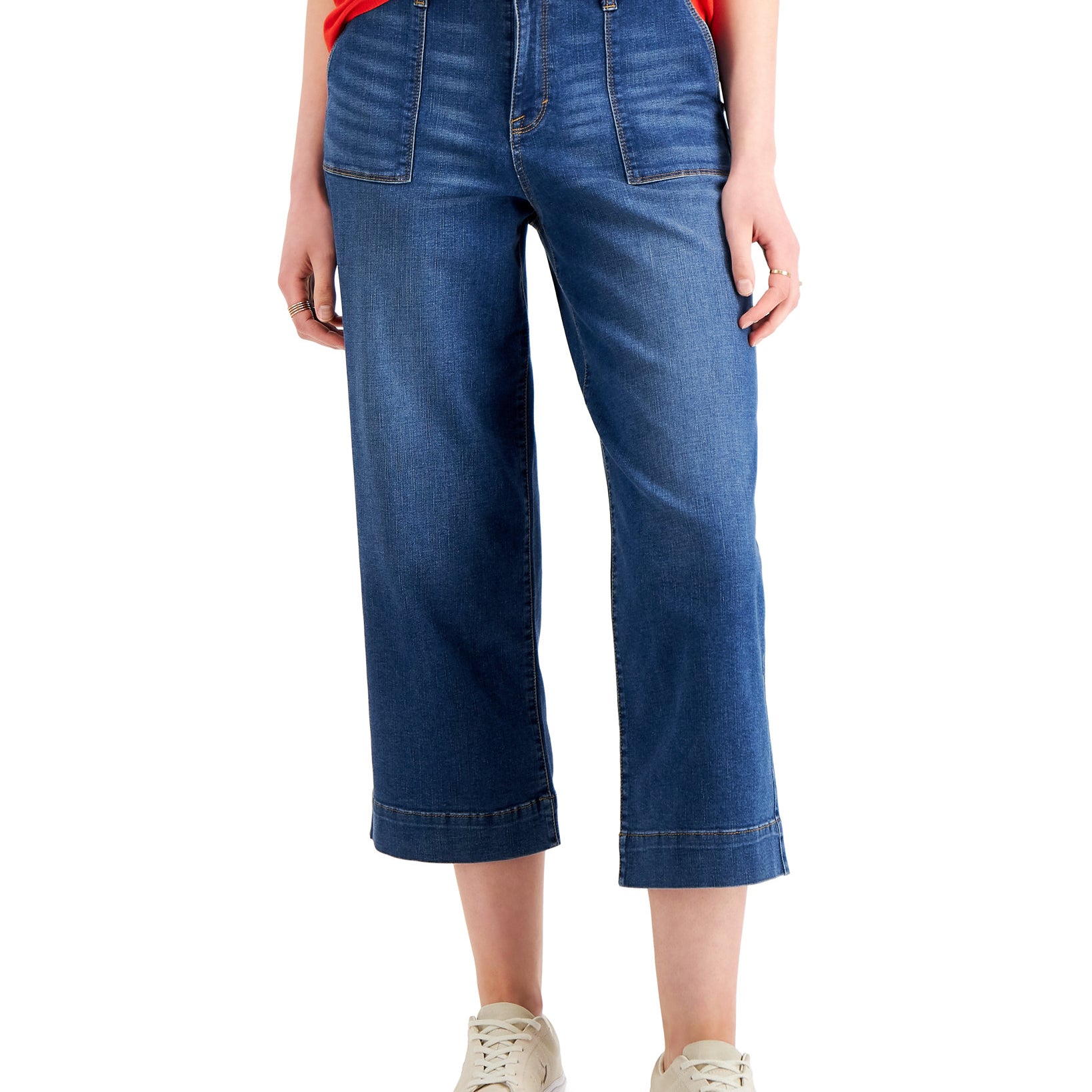 Style & Co Women High Rise Wide Leg Cropped Jeans Deception