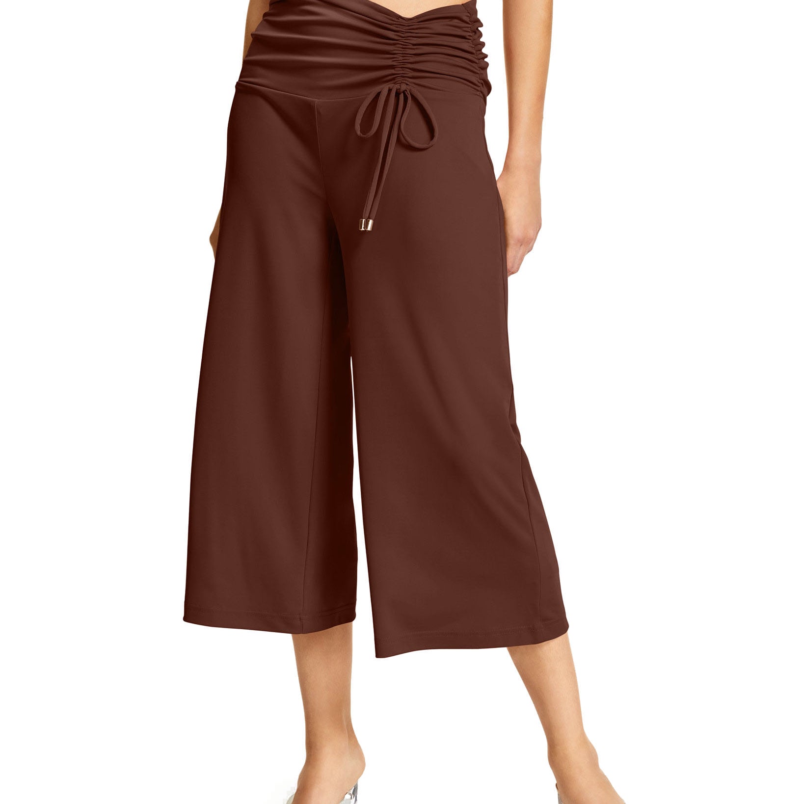 INC International Concepts Women Ruched Culottes Deep Sienna