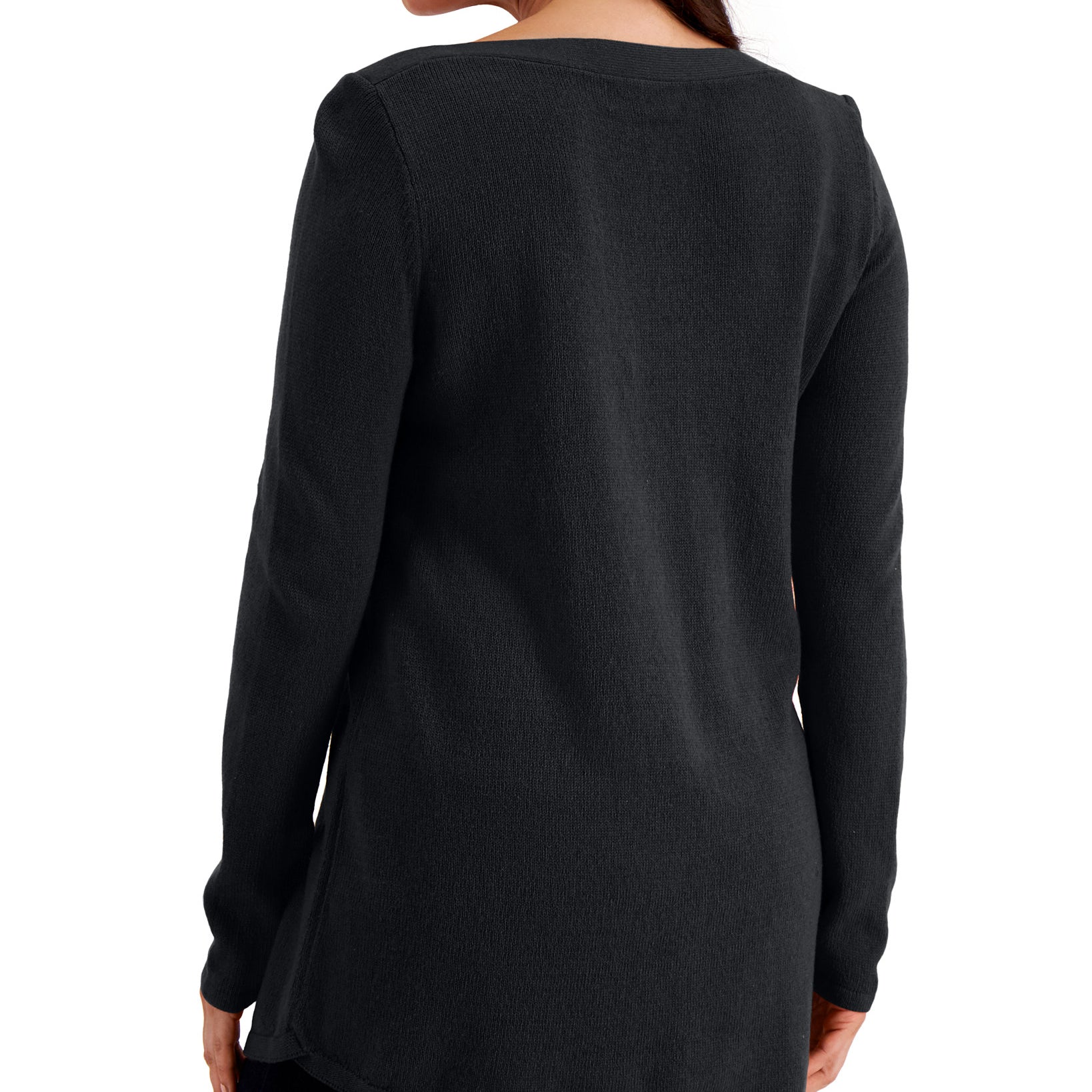 Karen Scott Women Solid Curved Hem Tunic Sweater