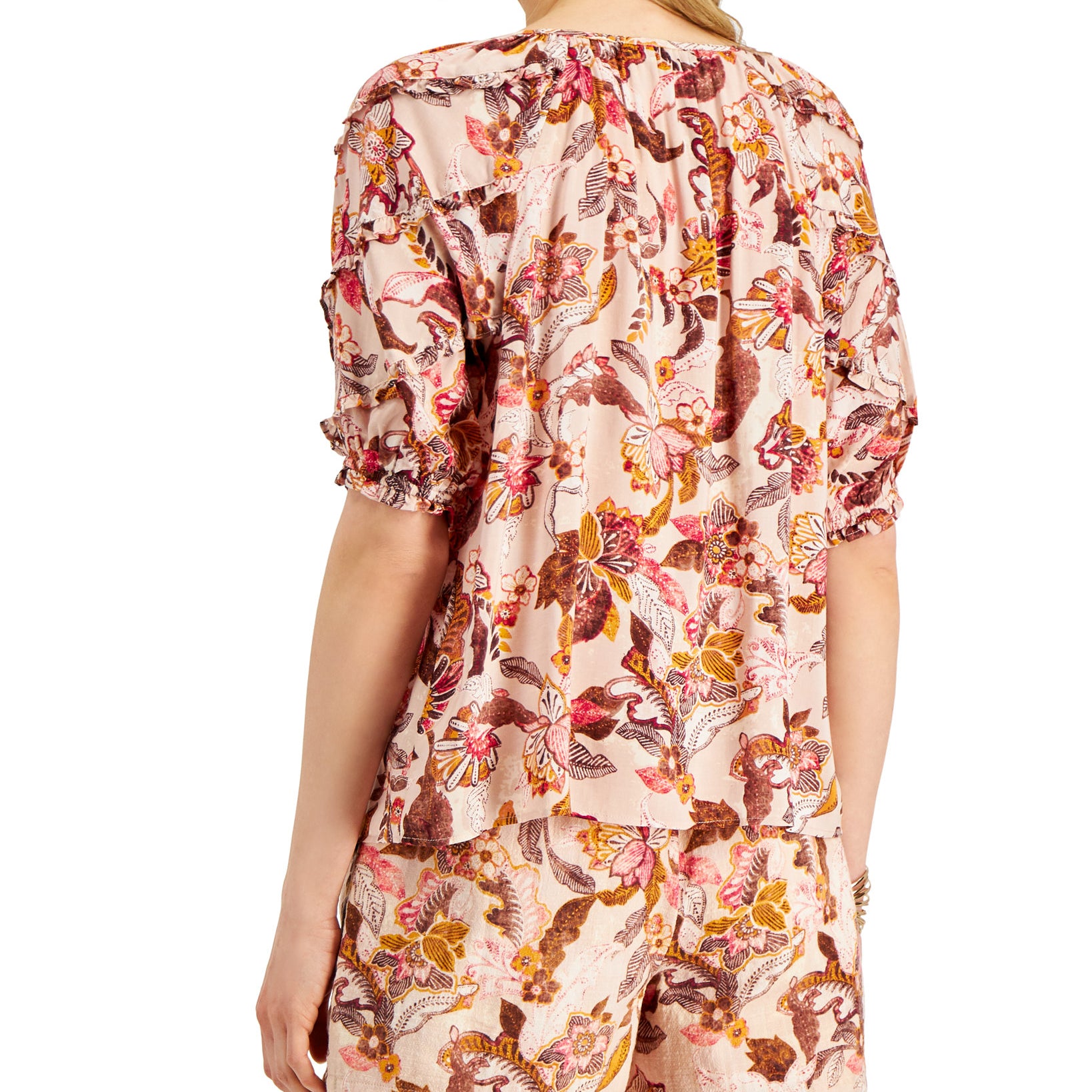 INC International Concepts Women Printed Short Sleeve Blouse