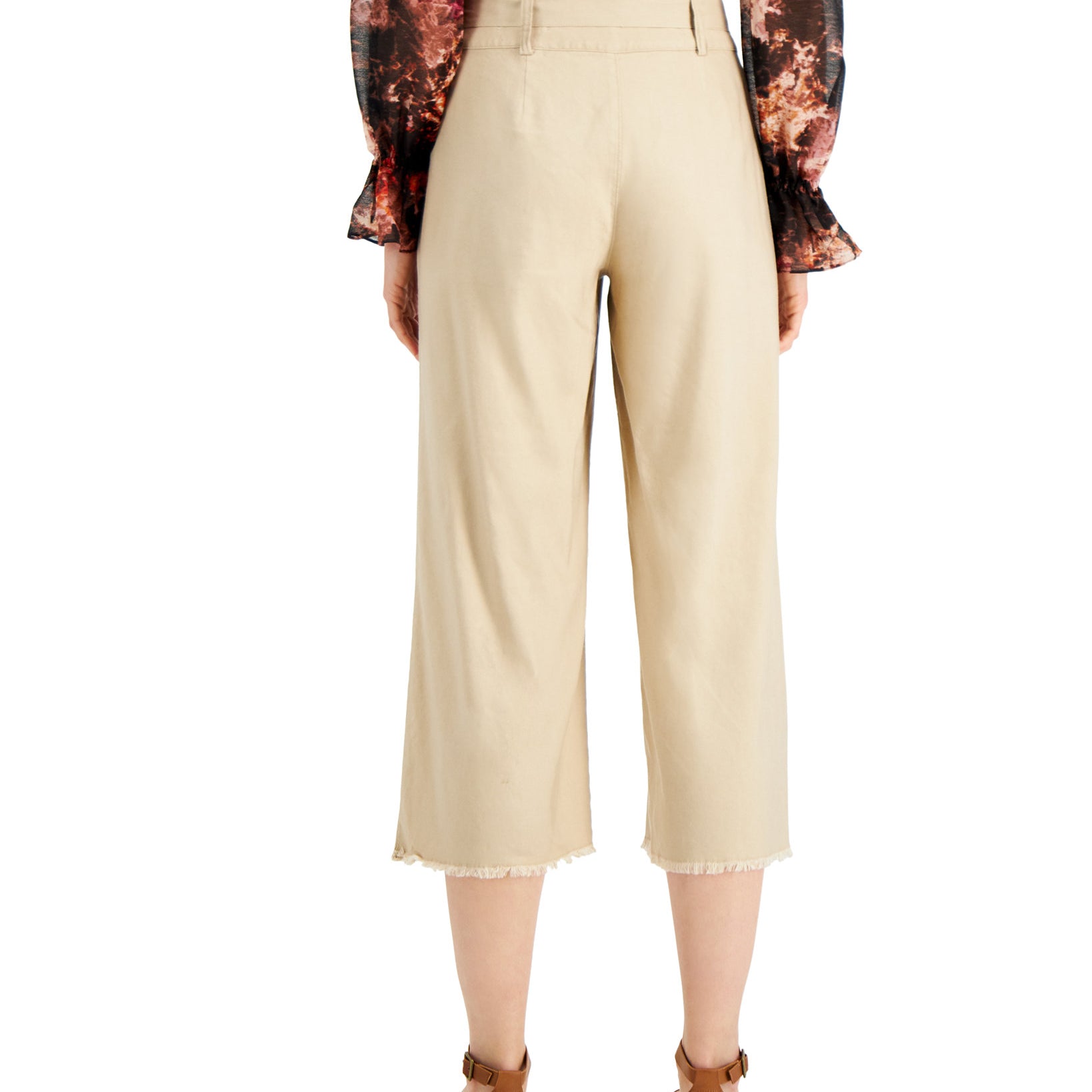 INC International Concepts Women Frayed Zip Front Culottes