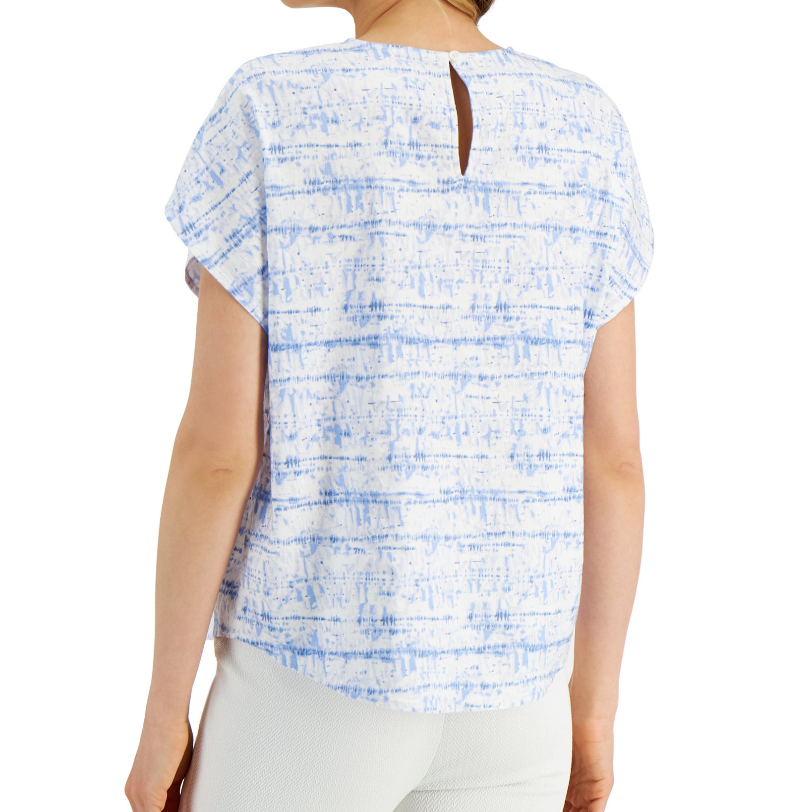 Alfani Women Linear Tie Dye Dolman Sleeve Top