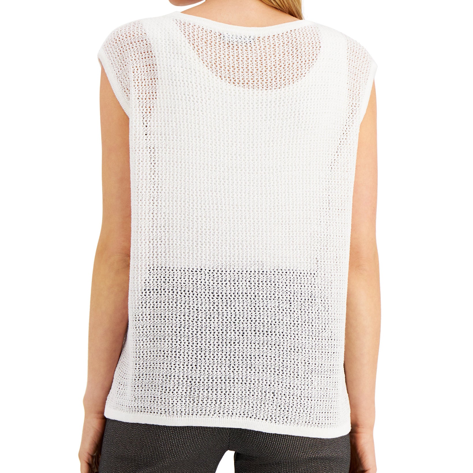 Alfani Women Open Stitch Sleeveless Sweater