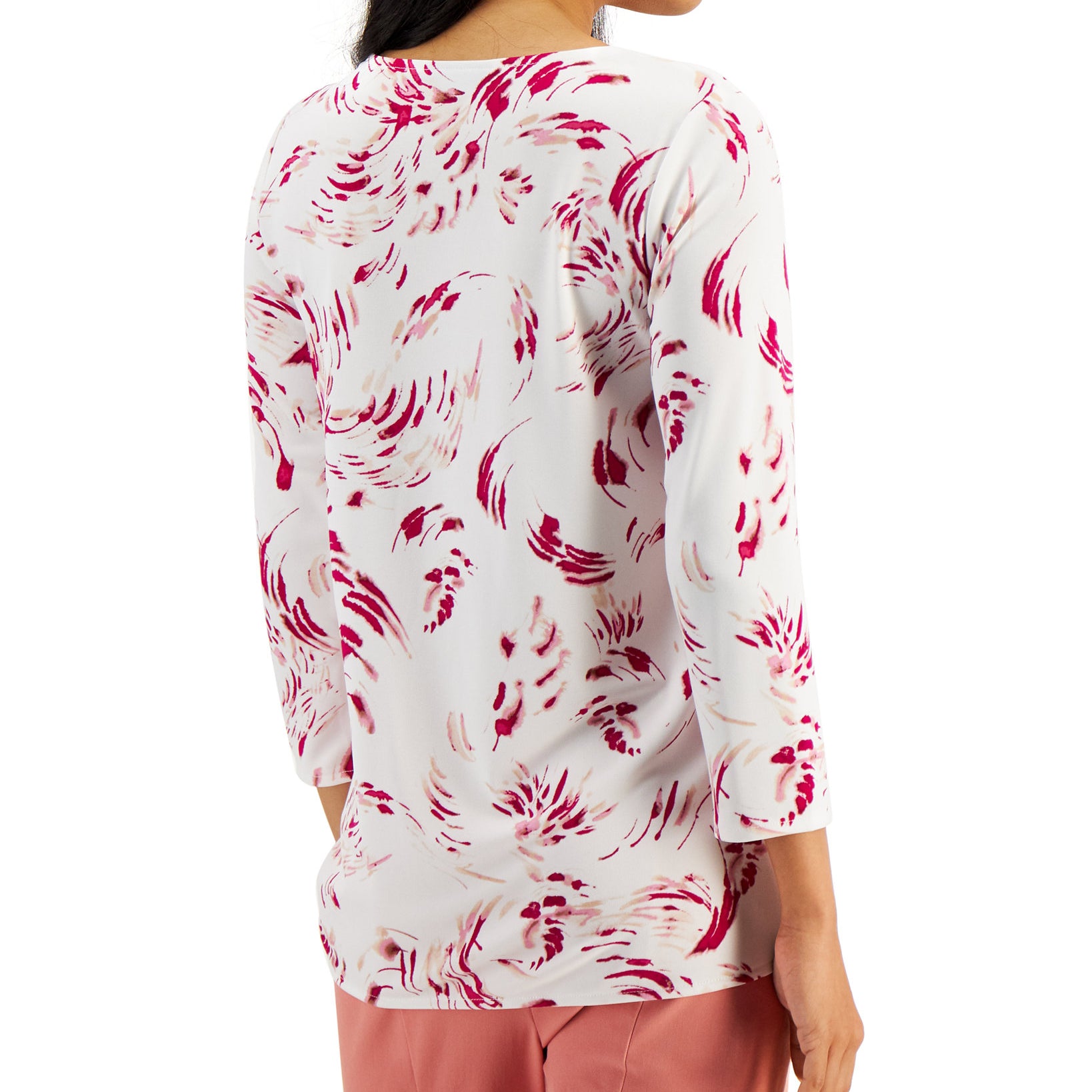 Alfani Women Abstract Print Slit Sleeve Top