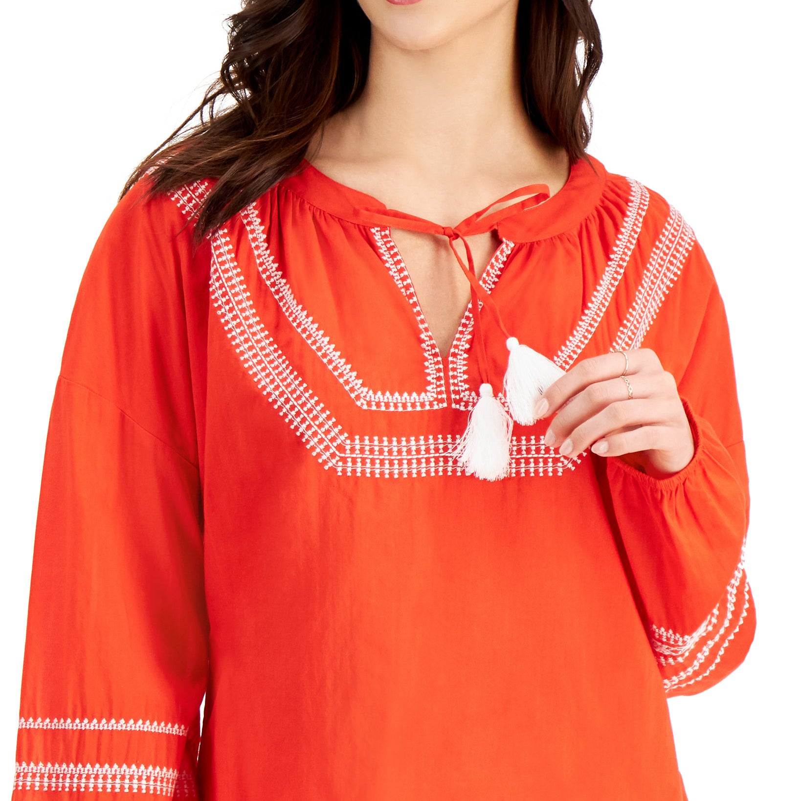 Style & Co Women Embroidered Peasant Top