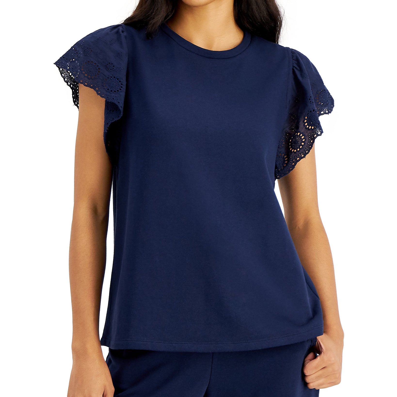 Charter Club Women Ruffle Sleeve Top Intrepid Blue