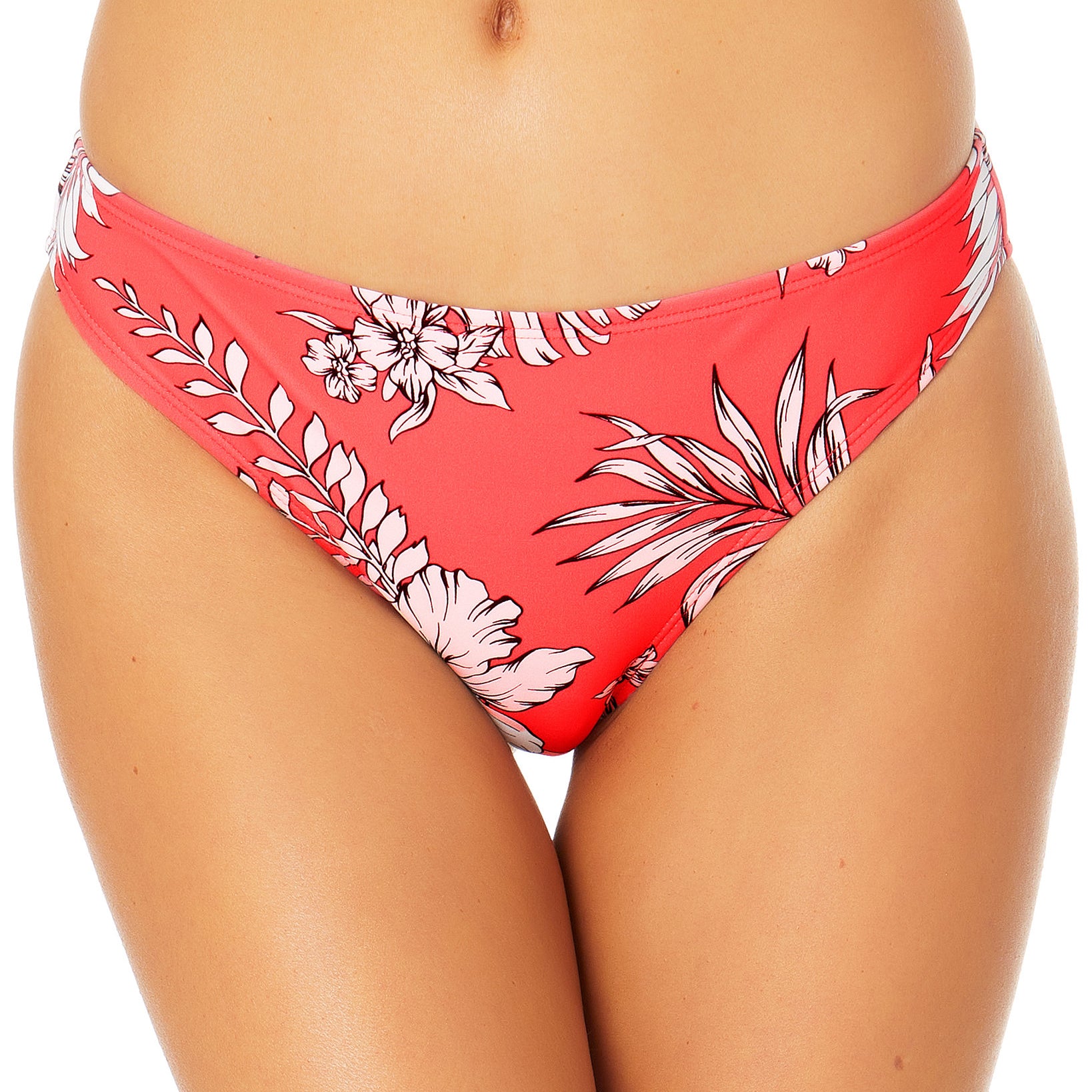 California Waves Women Floral Print Hipster Bottoms Coral Print