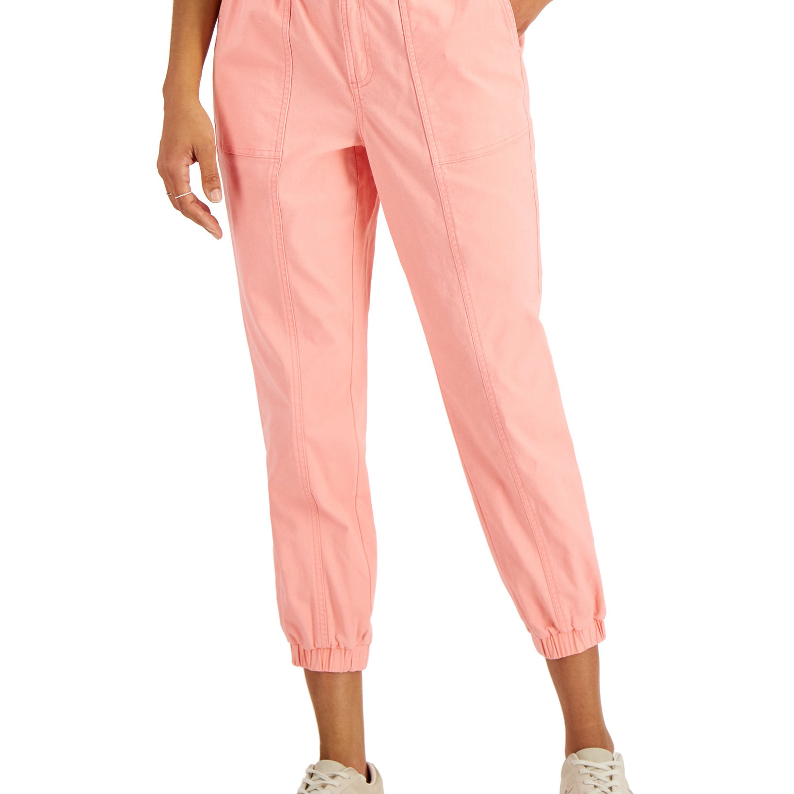 Style & Co Women Cropped Cotton Utility Pants Antique Peach