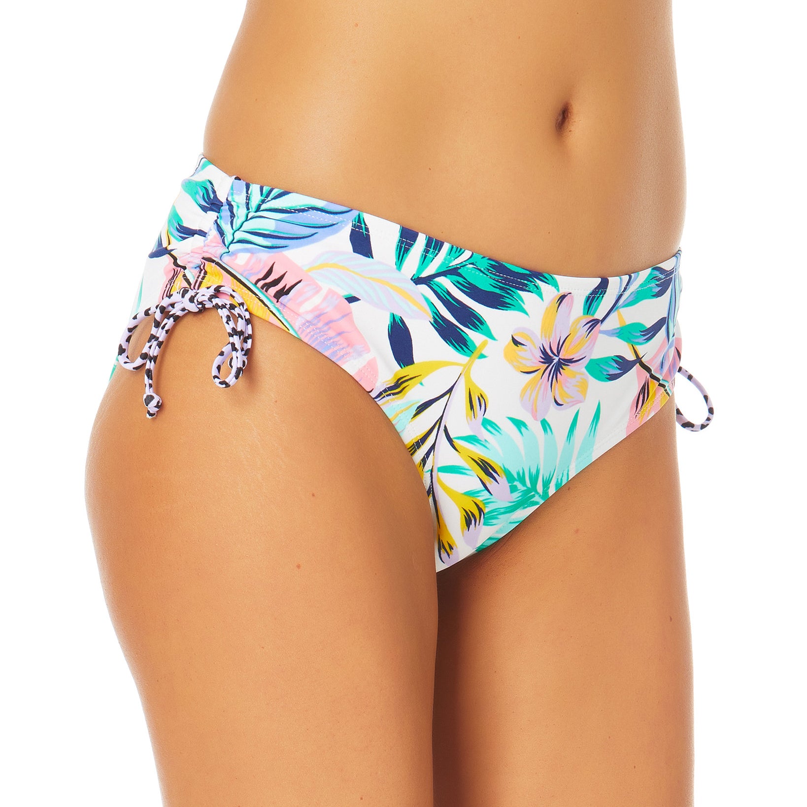 California Waves Women Mid Rise Side Ruched Bikini Briefs
