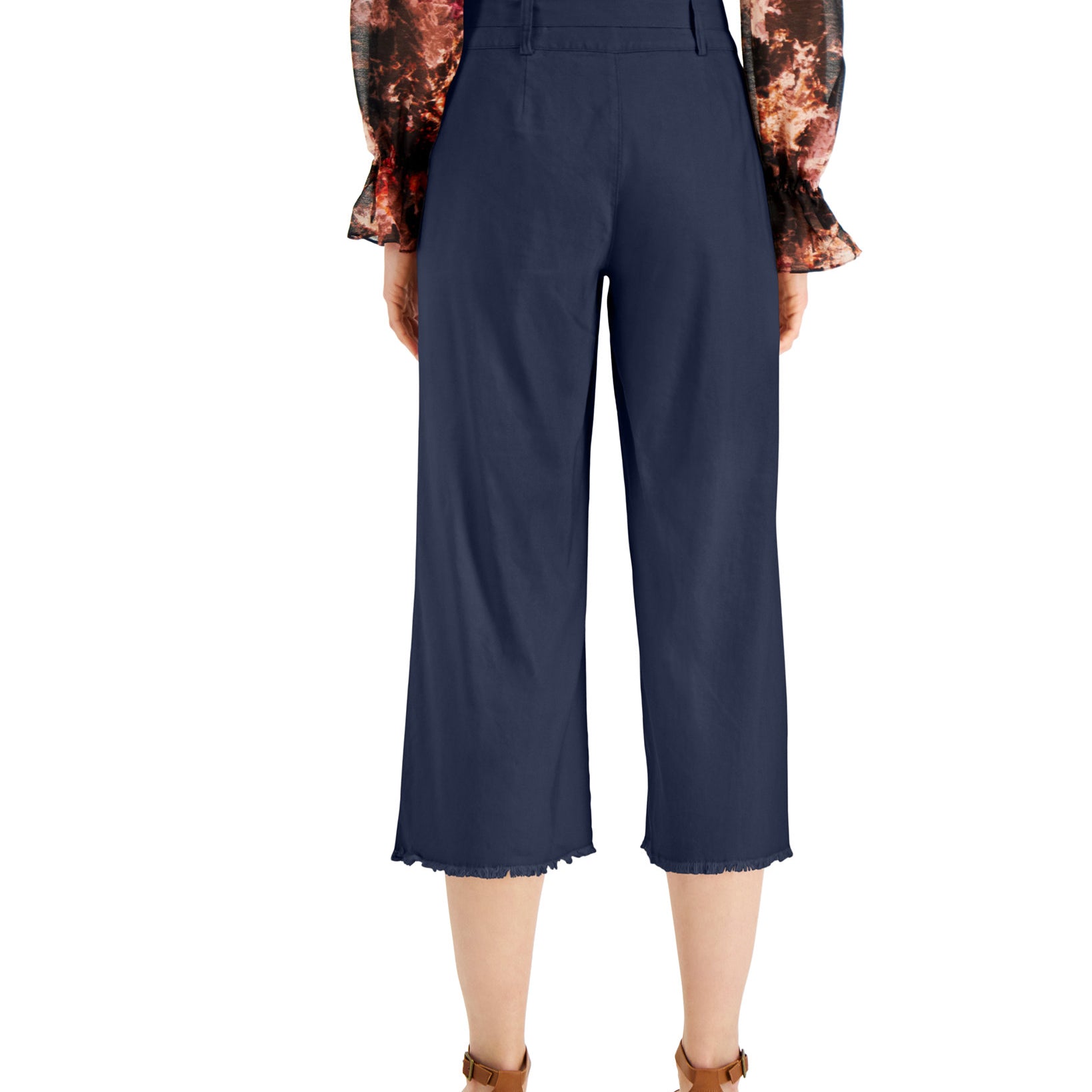 INC International Concepts Women Frayed Zip Front Culottes