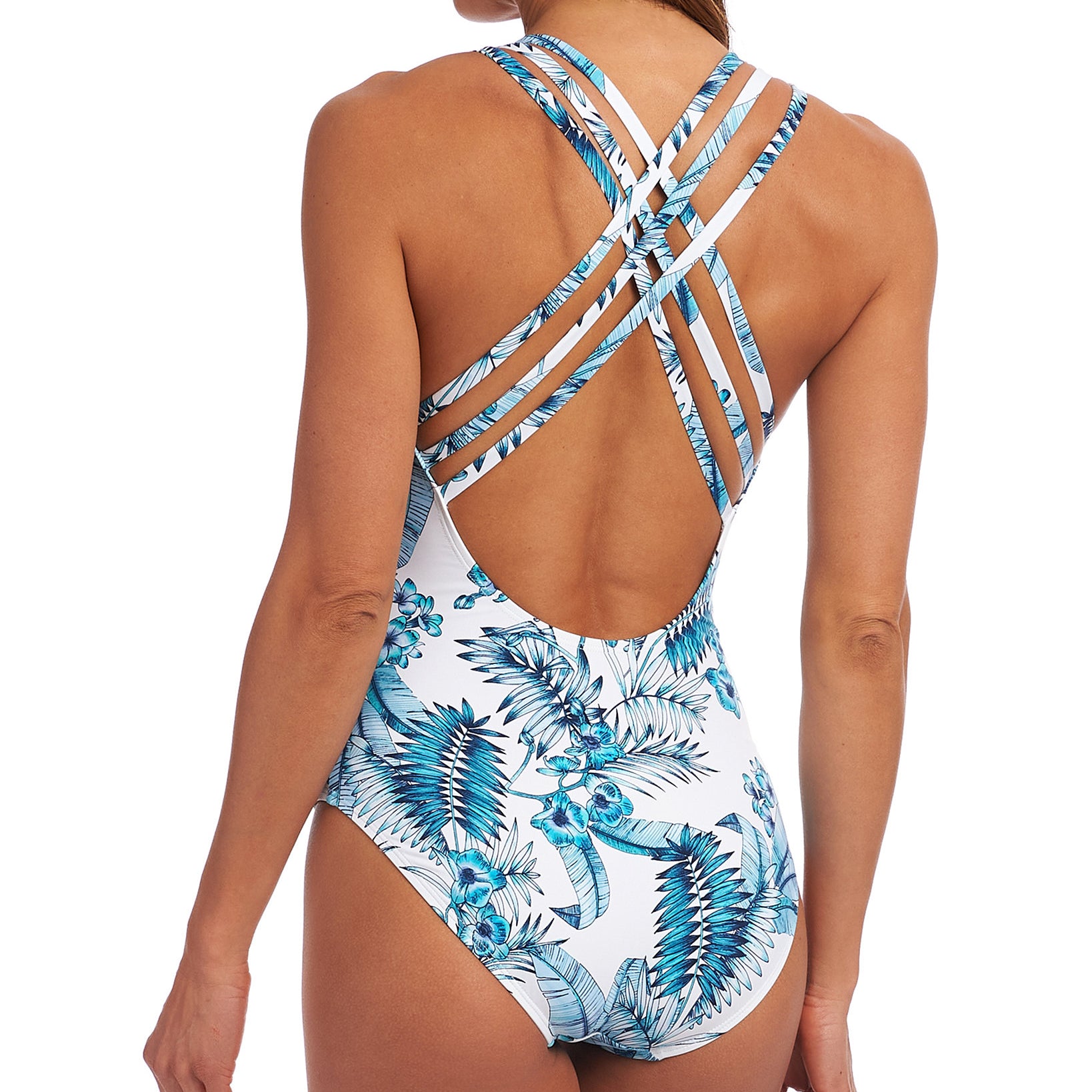 La Blanca Women Tranquility Palm Cross Back Tummy Control One Piece Swimsuit