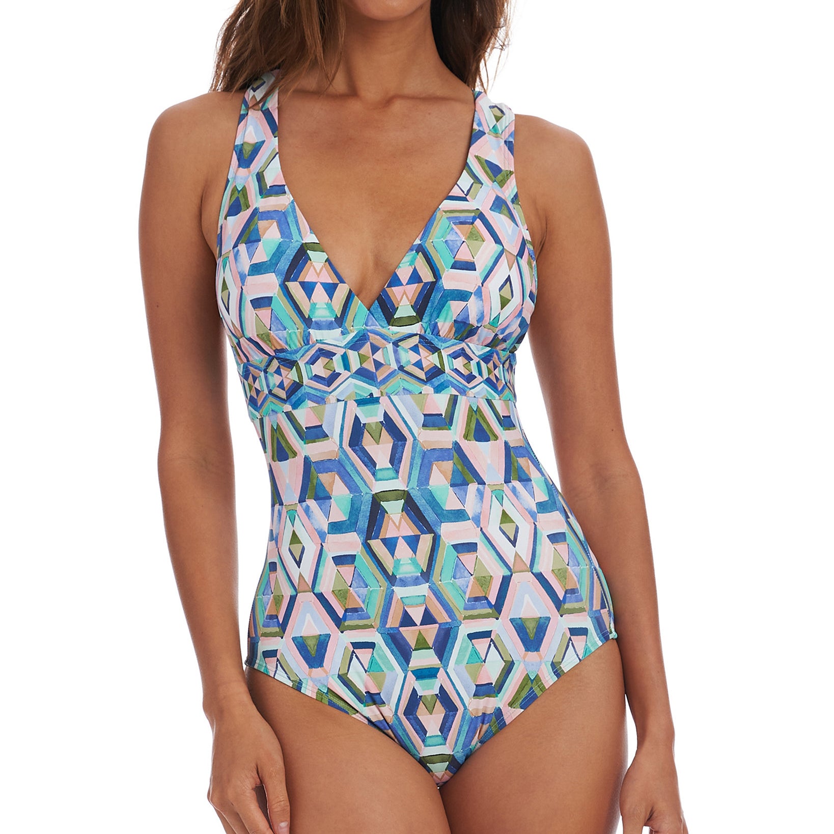 La Blanca Women Riviera Renewal Cross Back Tummy Control One Piece Swimsuit Multi