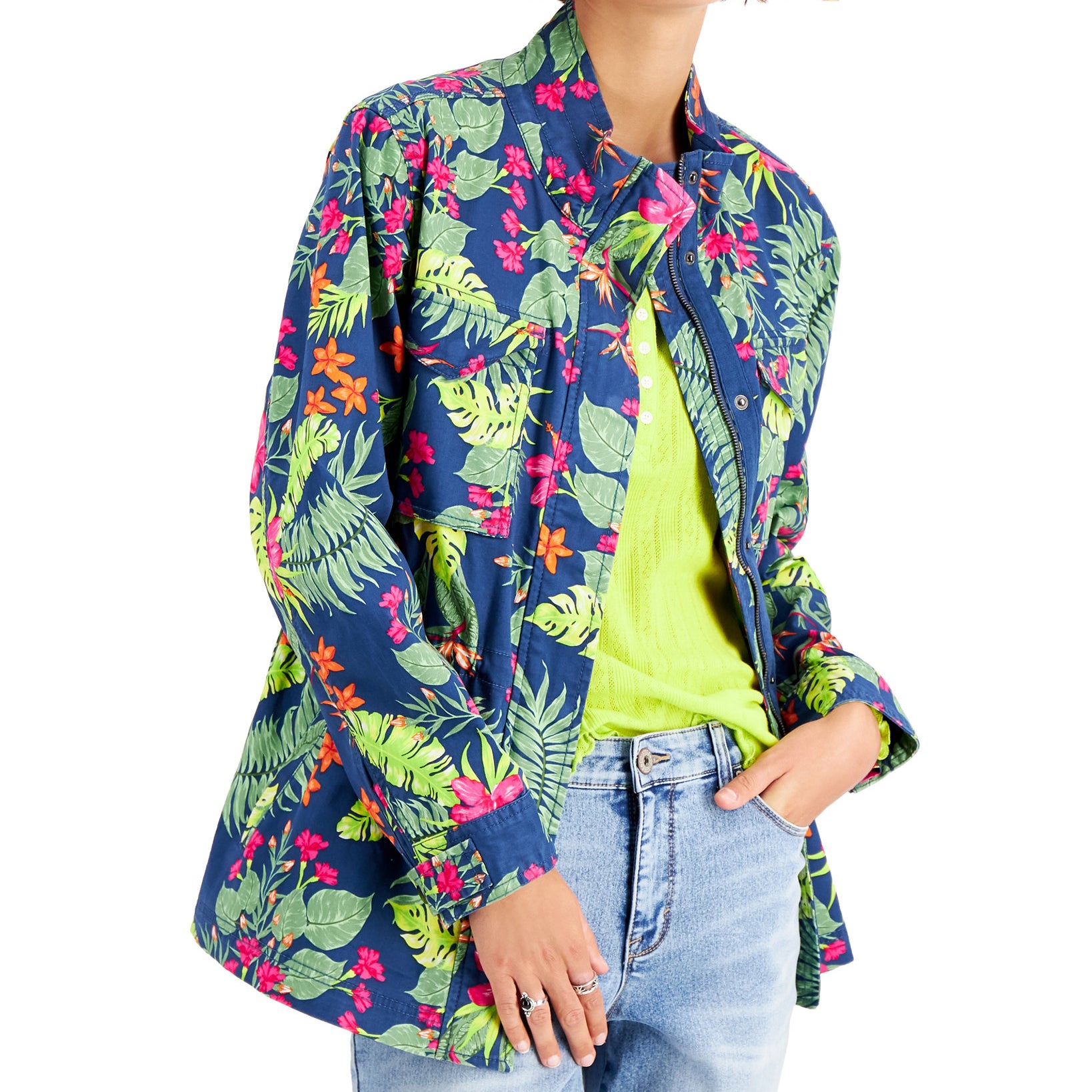 Style & Co Women Printed Utility Jacket