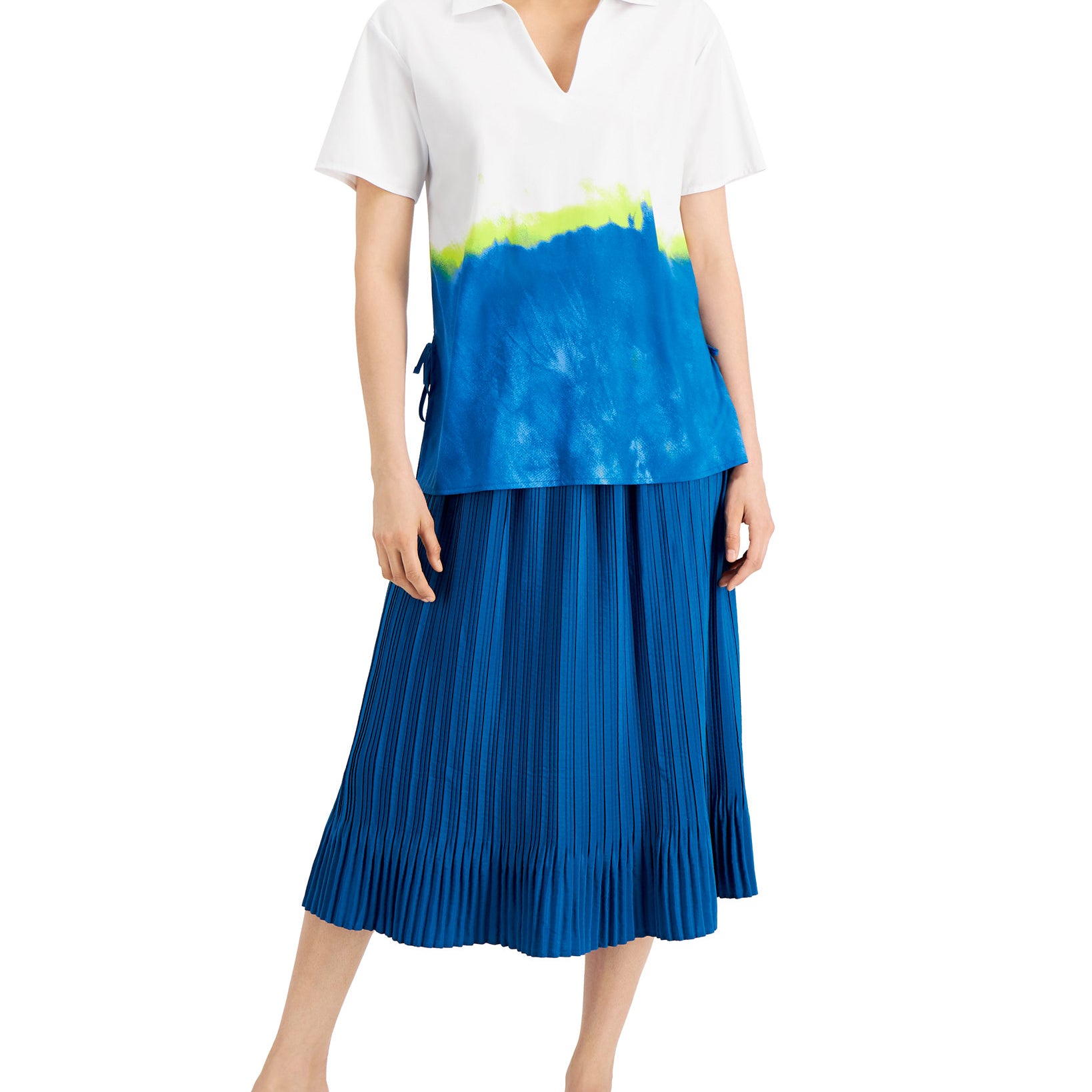 Alfani Women Pleated Midi Skirt Baroque Blue