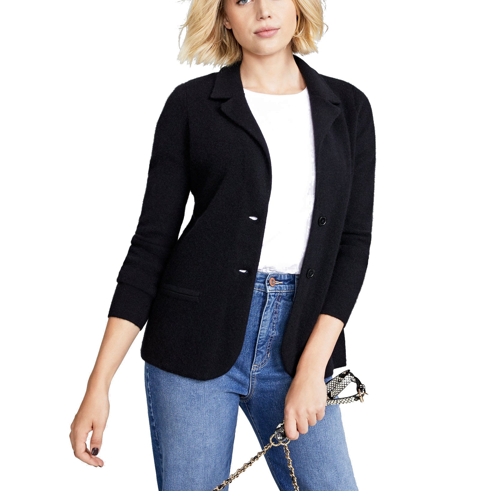 Charter Club Women Pure Cashmere Blazer Classic Black