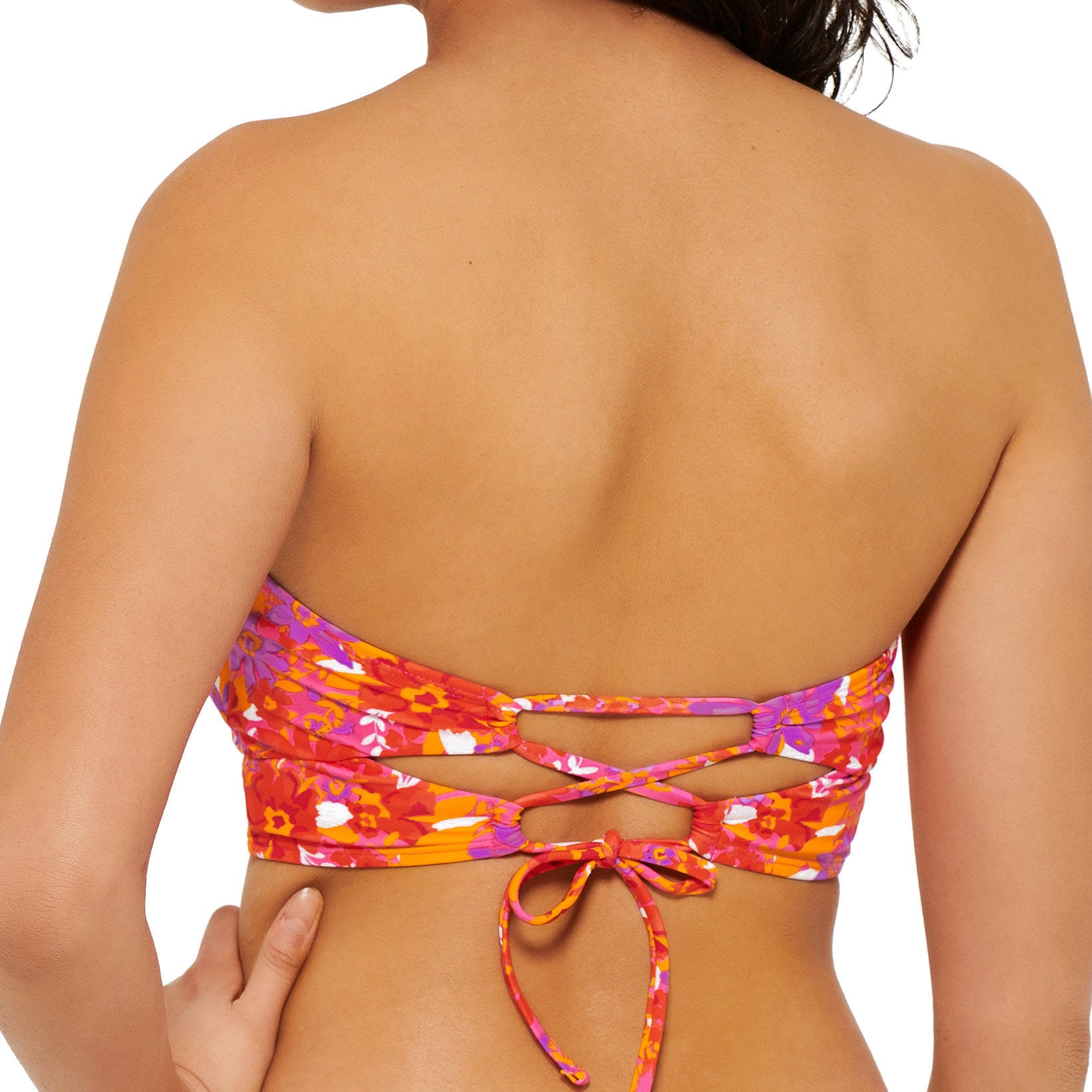 Hula Honey Women Bold Bouquet Printed Cutout Bikini Top