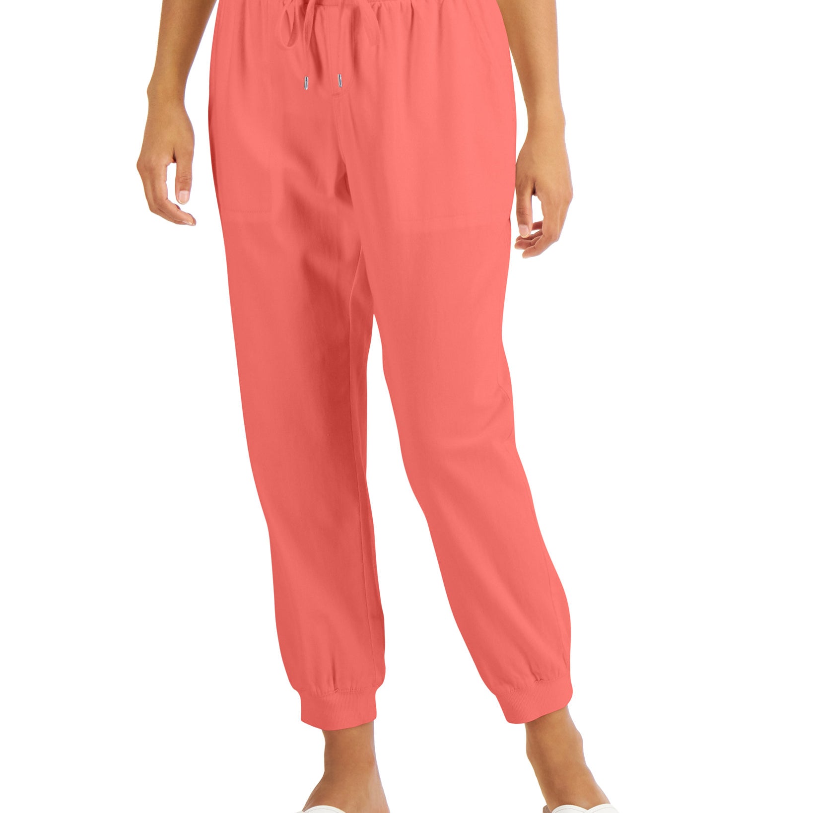 Style & Co Women Petite Crepe Jogger Pants Orange Shade