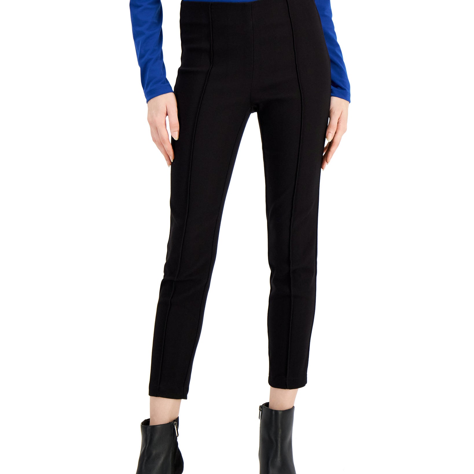 Soho Apparel Ltd Women High Rise Comfort Ankle Pants Black