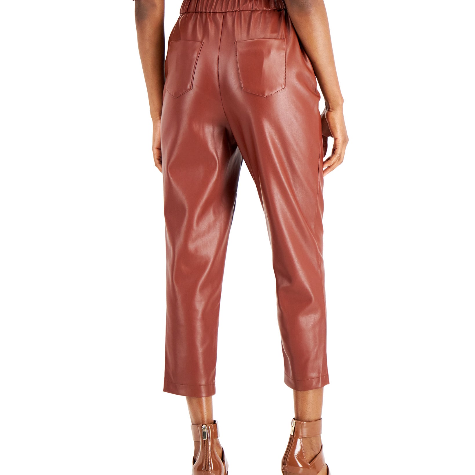 INC International Concepts Women Faux Leather Cropped Pants