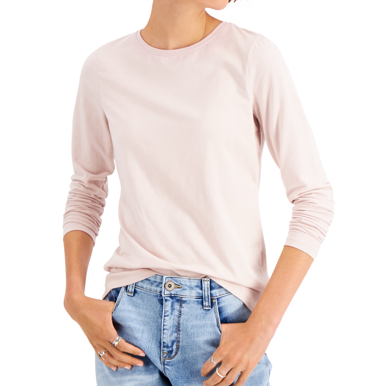 Style & Co Women Long Sleeve Top Mocha Rose